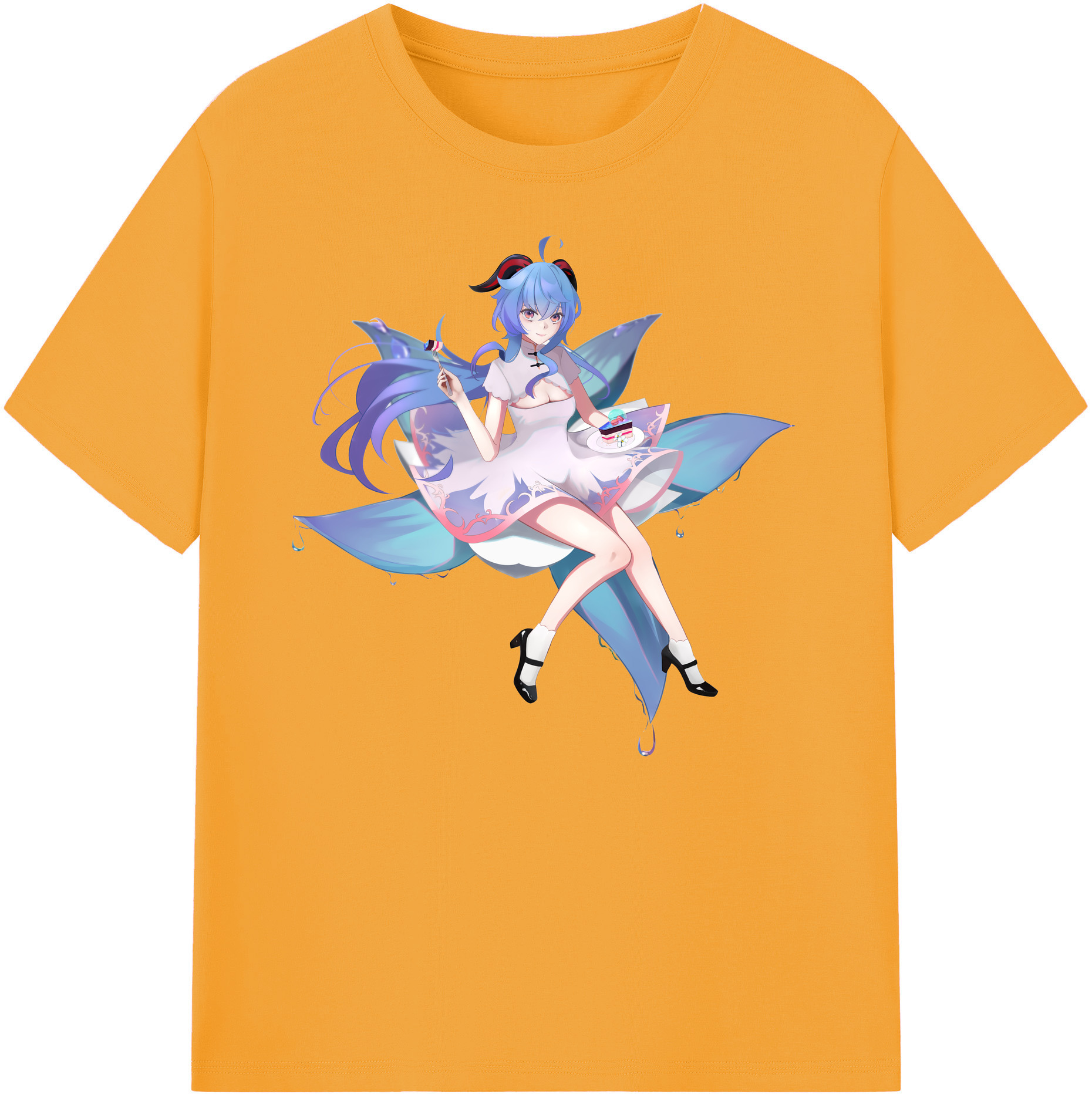 げんし神 甘雨 かんう genshin Ganyu 綿100％ メンズ半袖Tシャツ｜肌触りやわらか＆通気性