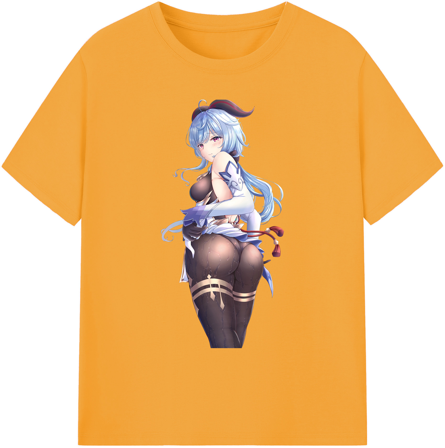 げんし神 甘雨 かんう genshin Ganyu 綿100％ メンズ半袖Tシャツ｜肌触りやわらか＆通気性