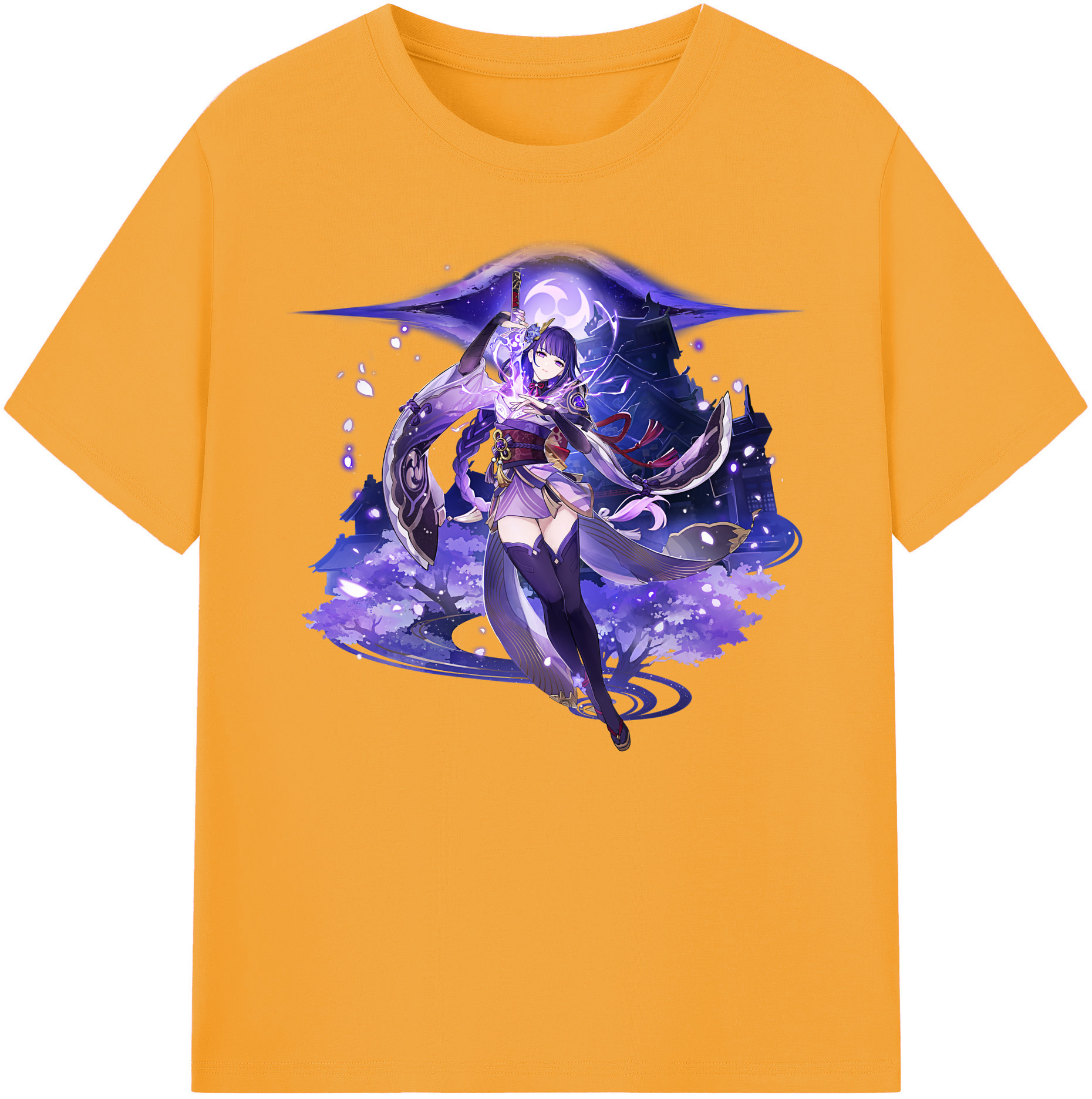 げんし神 雷電将軍 らいでんしょうぐん genshin Raiden Shogun 綿100％ メンズ半袖Tシャツ｜肌触りやわらか＆通気性
