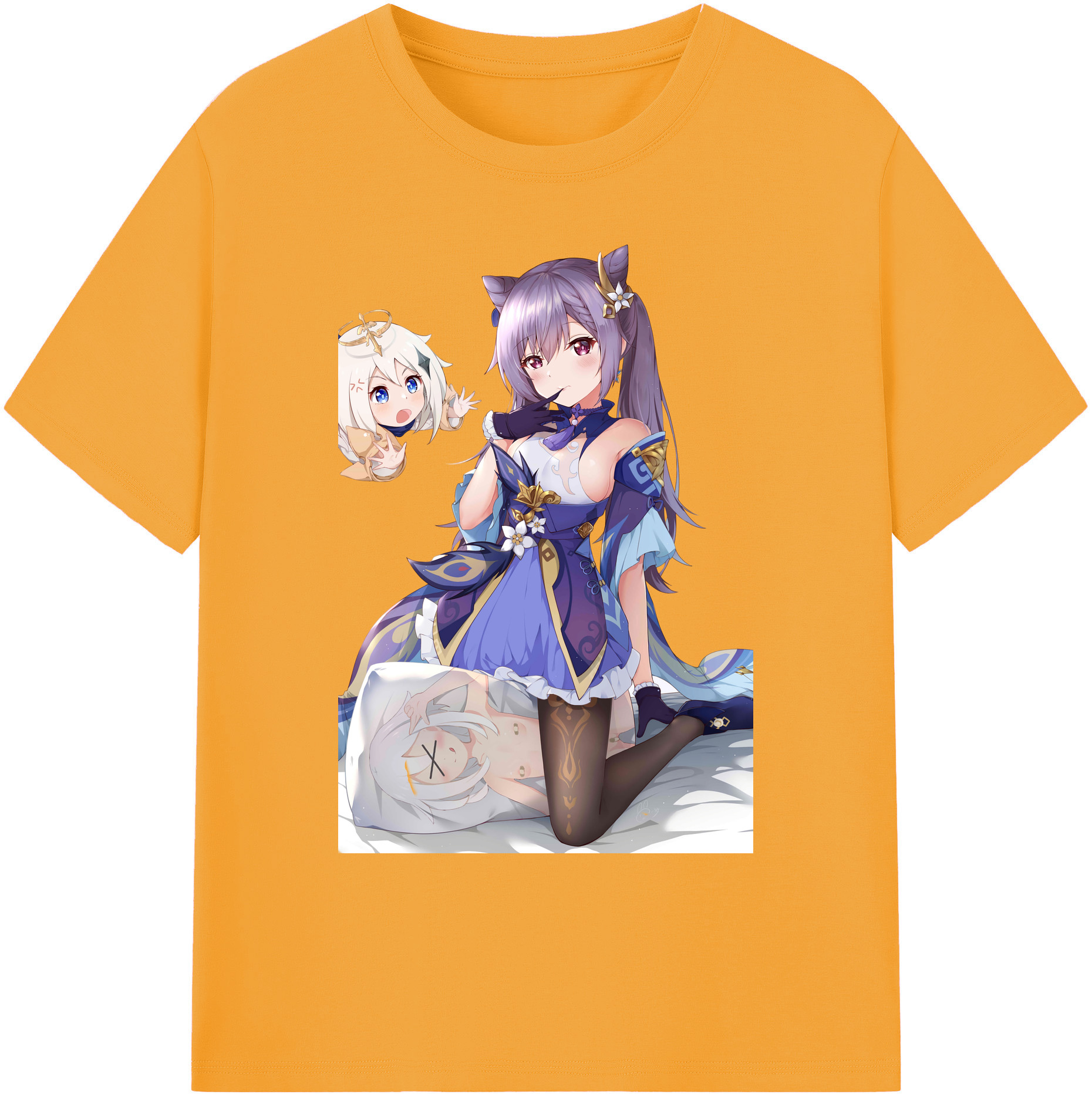げんし神 刻晴 こくせい genshin Kokusei 綿100％ メンズ半袖Tシャツ｜肌触りやわらか＆通気性