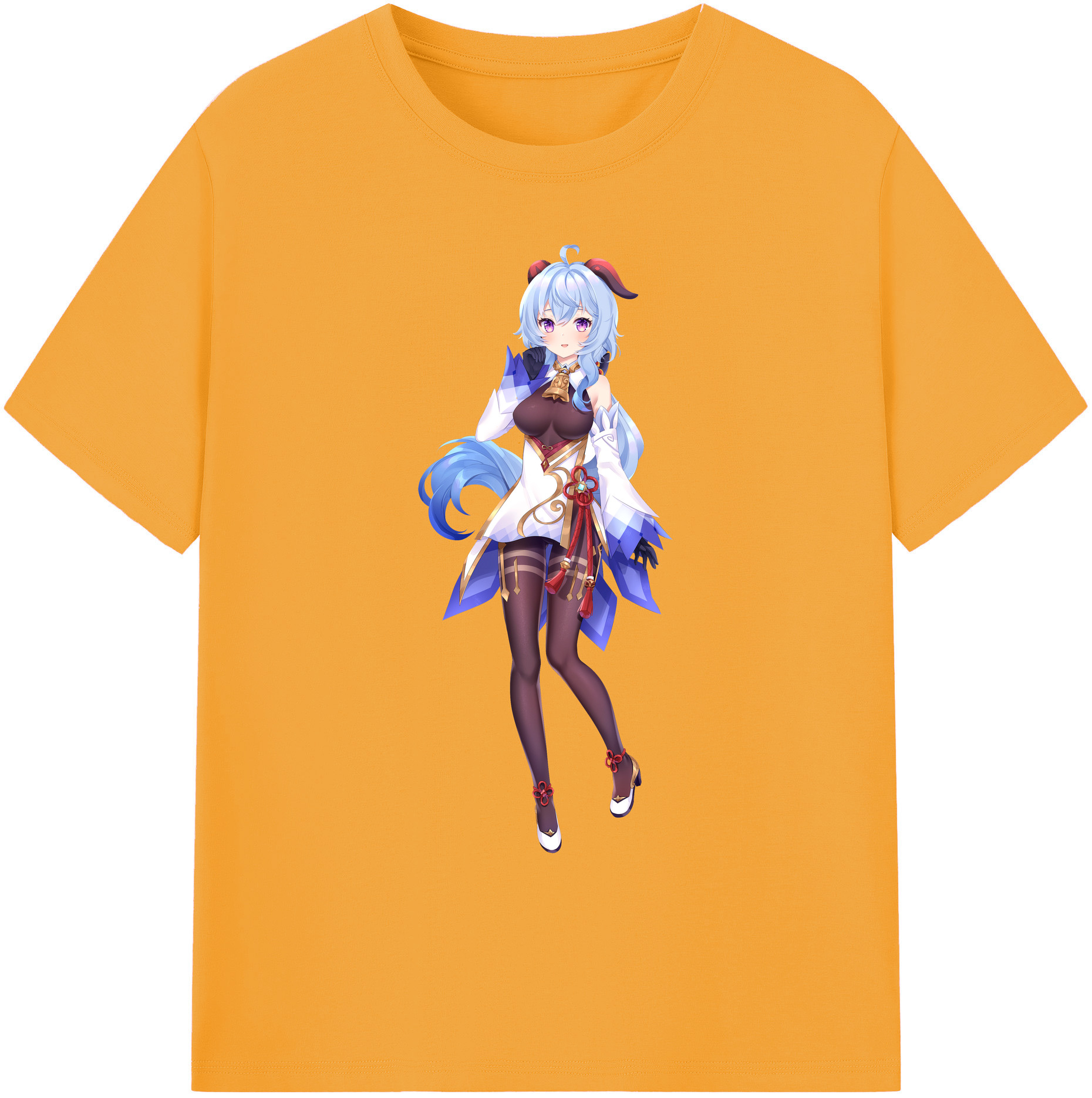 げんし神 甘雨 かんう genshin Ganyu 綿100％ メンズ半袖Tシャツ｜肌触りやわらか＆通気性