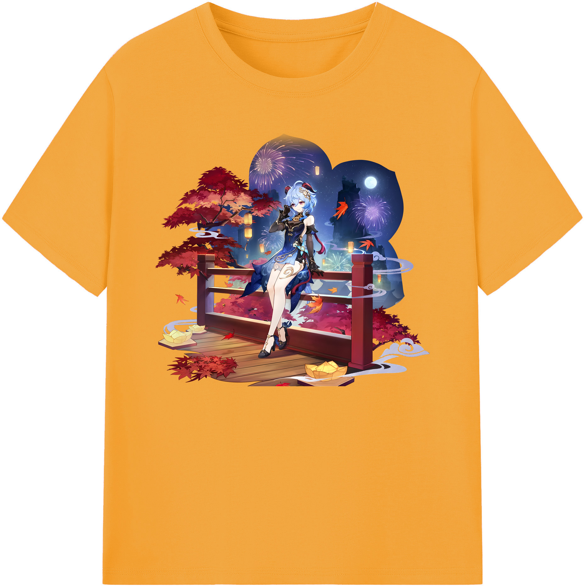 げんし神 甘雨 かんう genshin Ganyu 綿100％ メンズ半袖Tシャツ｜肌触りやわらか＆通気性