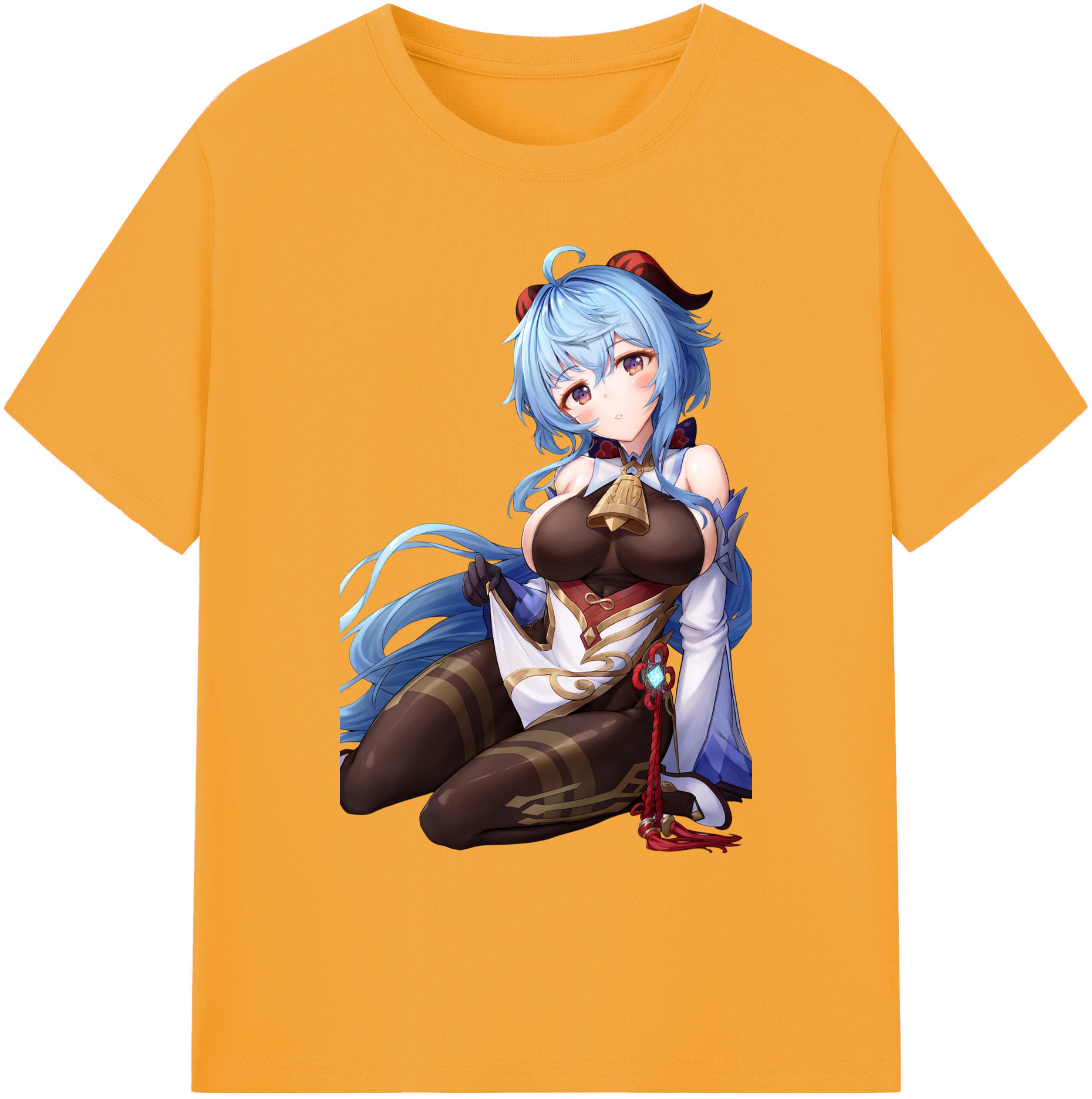 げんし神 甘雨 かんう genshin Ganyu 綿100％ メンズ半袖Tシャツ｜肌触りやわらか＆通気性