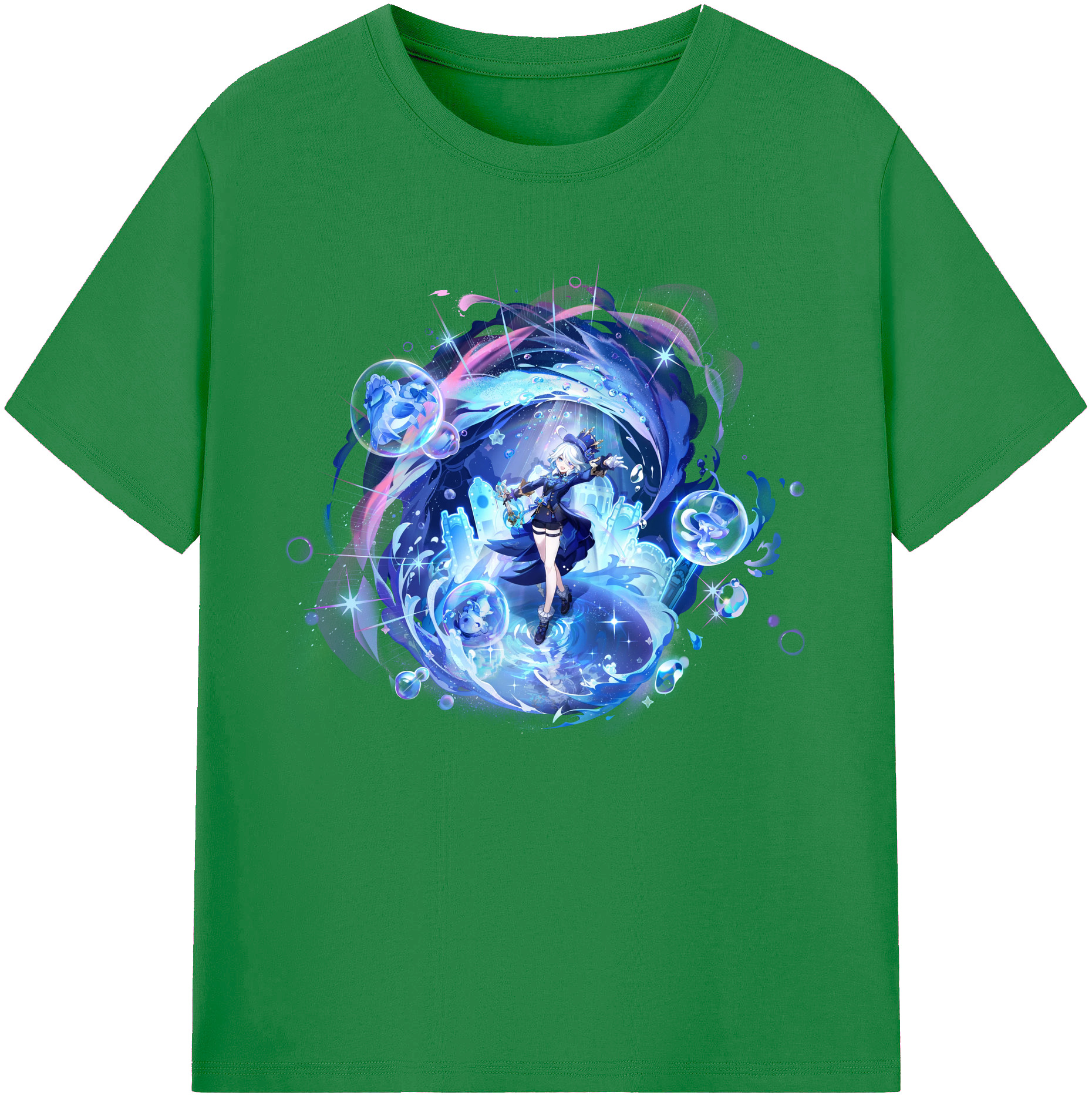 げんし神 フリーナ genshin Furina 綿100％ メンズ半袖Tシャツ｜肌触りやわらか＆通気性