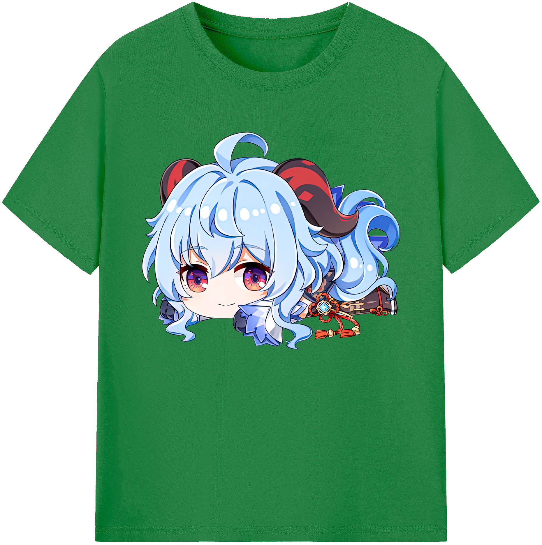 げんし神 甘雨 かんう genshin Ganyu 綿100％ メンズ半袖Tシャツ｜肌触りやわらか＆通気性
