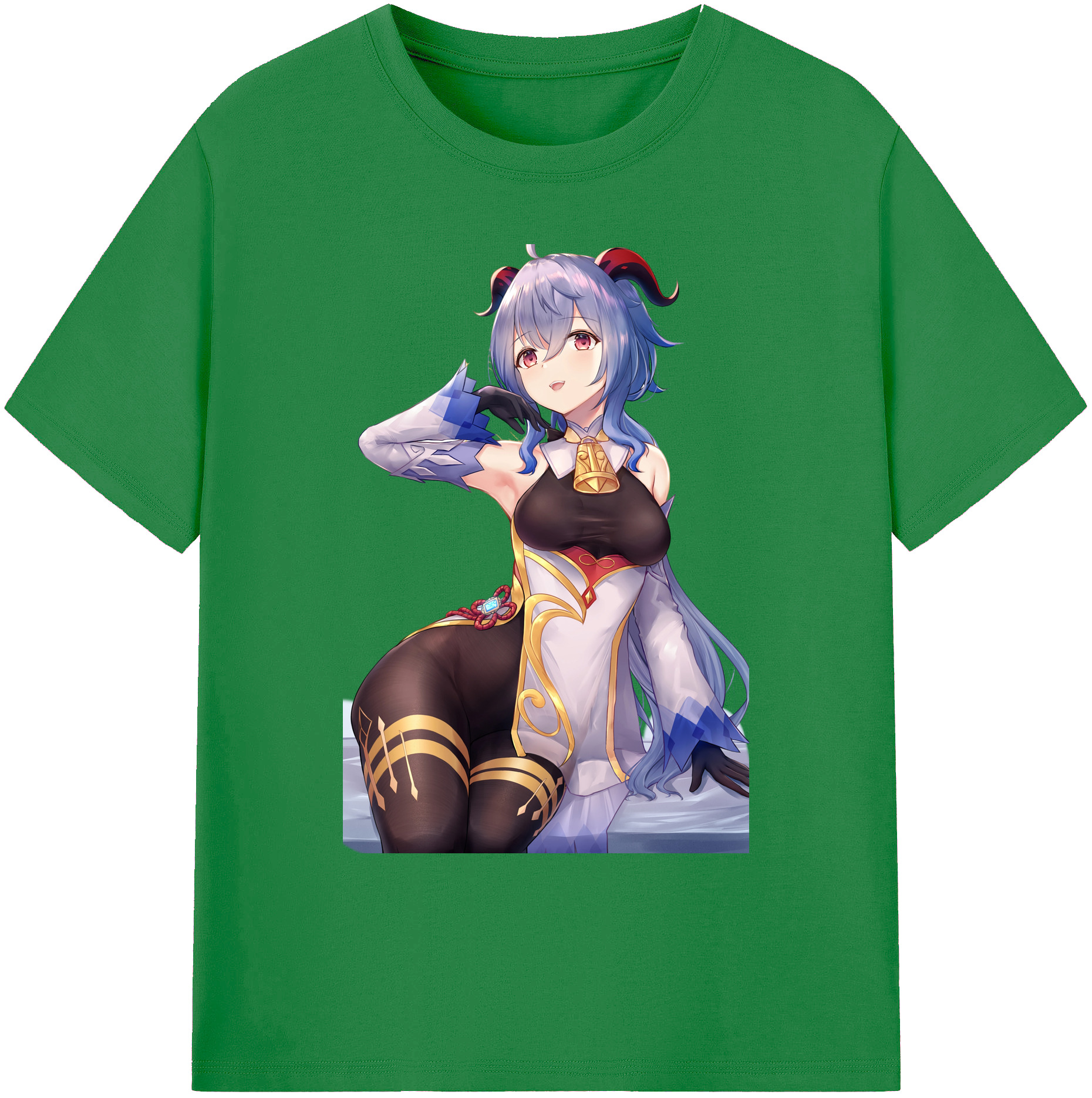 げんし神 甘雨 かんう genshin Ganyu 綿100％ メンズ半袖Tシャツ｜肌触りやわらか＆通気性