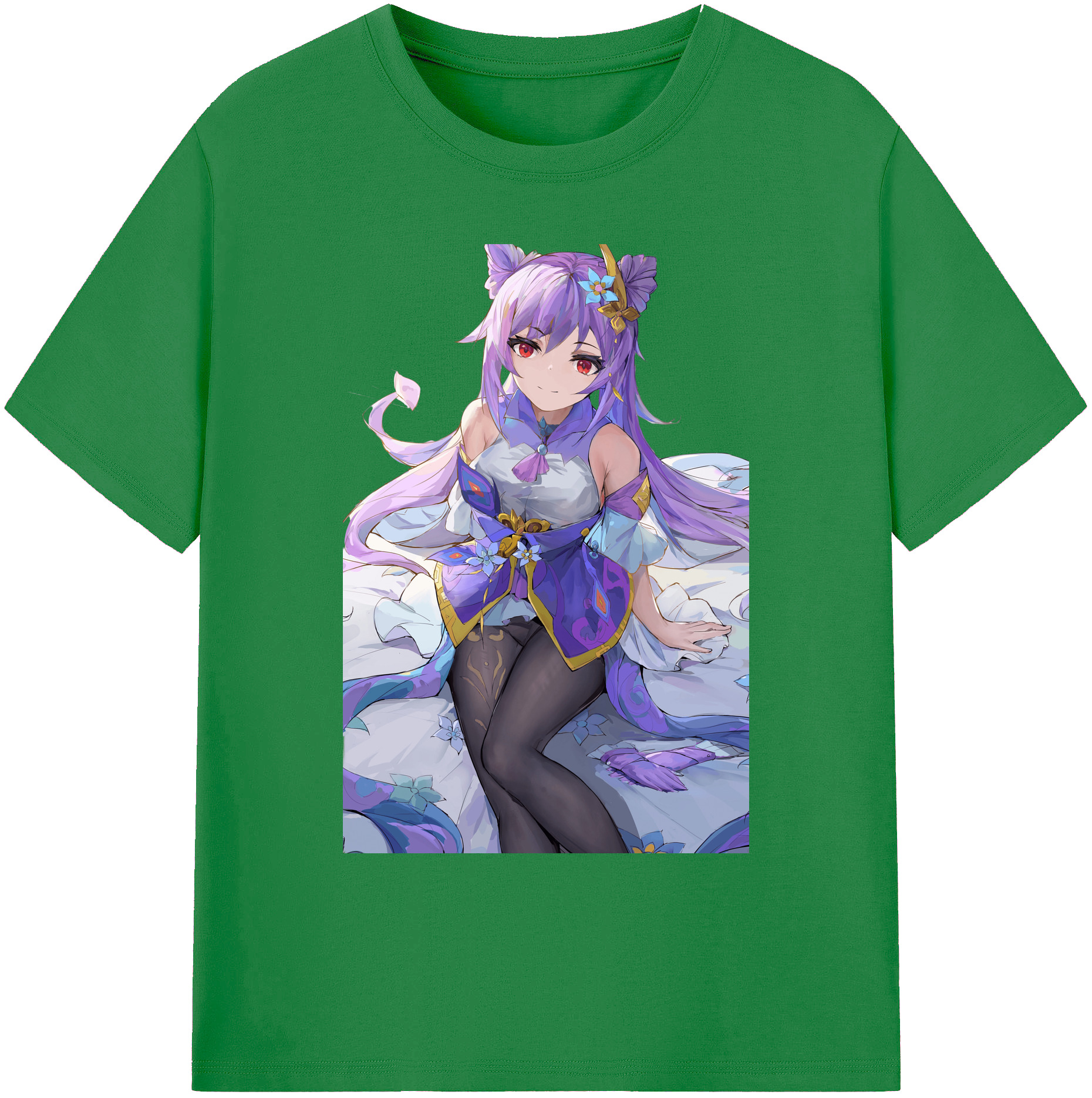 げんし神 刻晴 こくせい genshin Kokusei 綿100％ メンズ半袖Tシャツ｜肌触りやわらか＆通気性