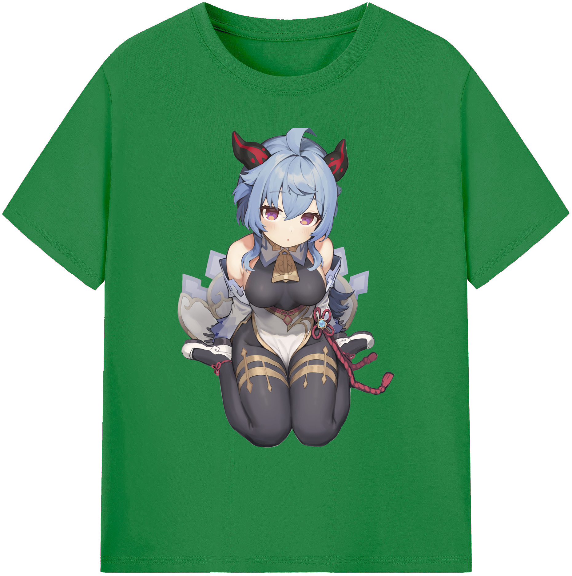 げんし神 甘雨 かんう genshin Ganyu 綿100％ メンズ半袖Tシャツ｜肌触りやわらか＆通気性