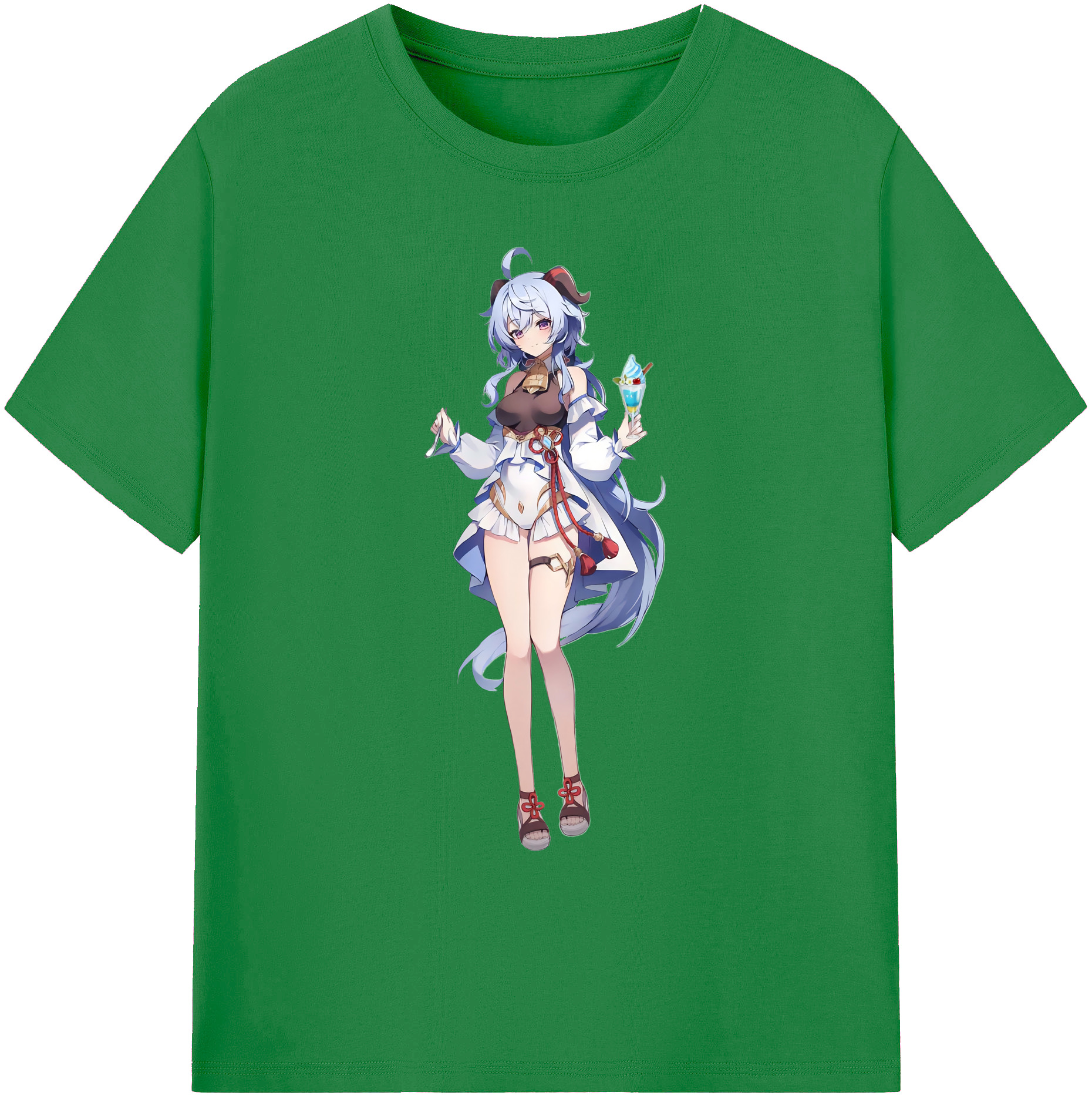 げんし神 甘雨 かんう genshin Ganyu 綿100％ メンズ半袖Tシャツ｜肌触りやわらか＆通気性