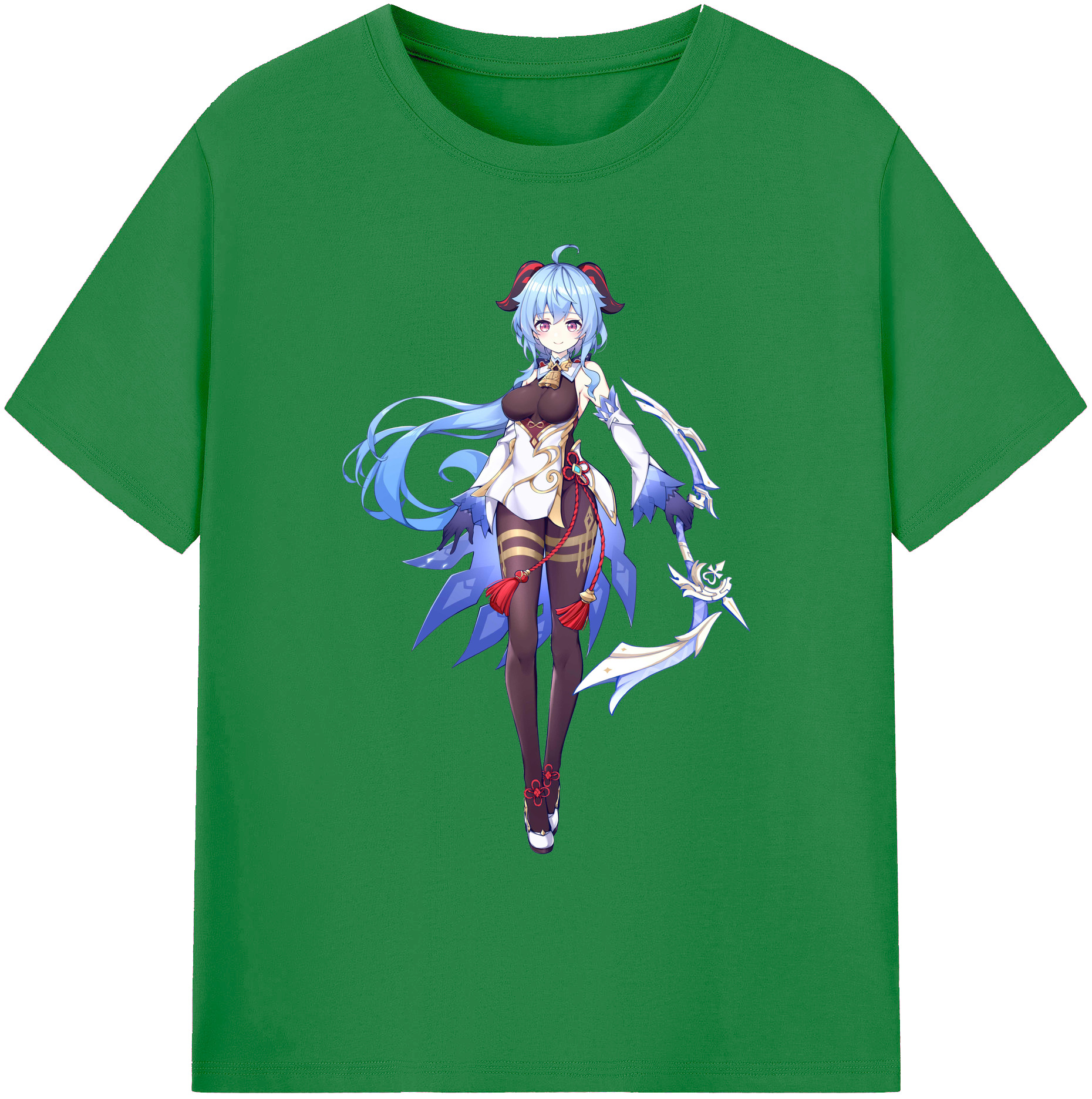 げんし神 甘雨 かんう genshin Ganyu 綿100％ メンズ半袖Tシャツ｜肌触りやわらか＆通気性