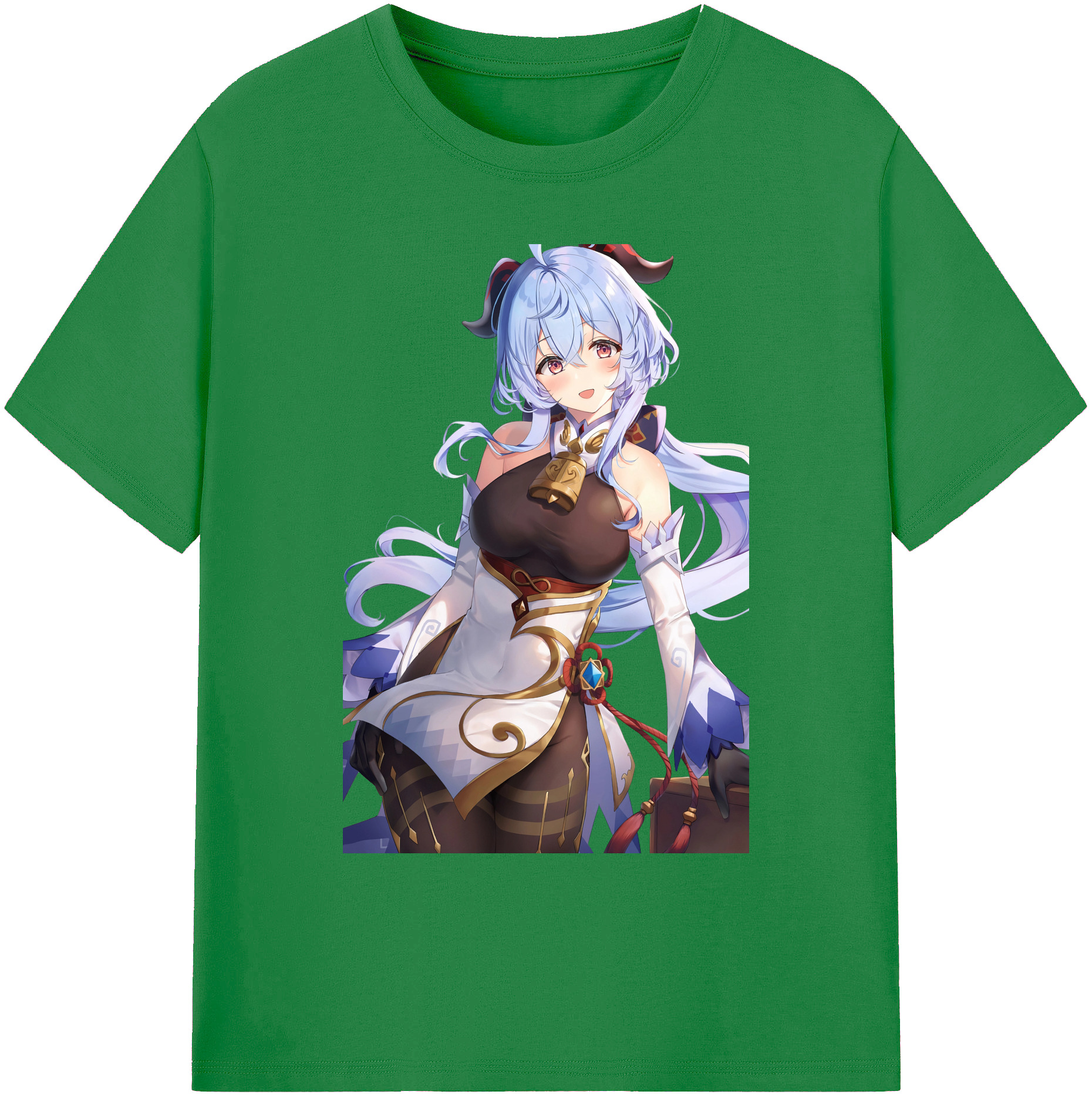 げんし神 甘雨 かんう genshin Ganyu 綿100％ メンズ半袖Tシャツ｜肌触りやわらか＆通気性