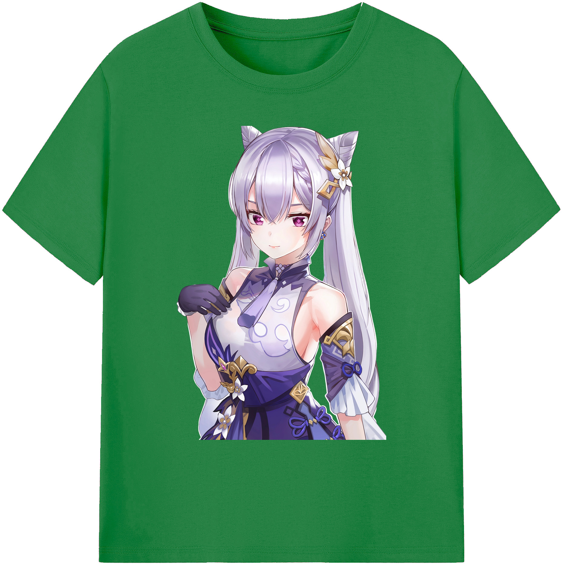 げんし神 刻晴 こくせい genshin Kokusei 綿100％ メンズ半袖Tシャツ｜肌触りやわらか＆通気性