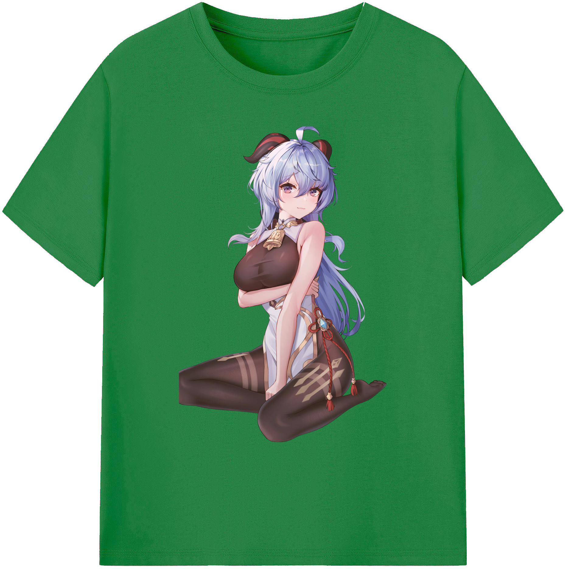 げんし神 甘雨 かんう genshin Ganyu 綿100％ メンズ半袖Tシャツ｜肌触りやわらか＆通気性