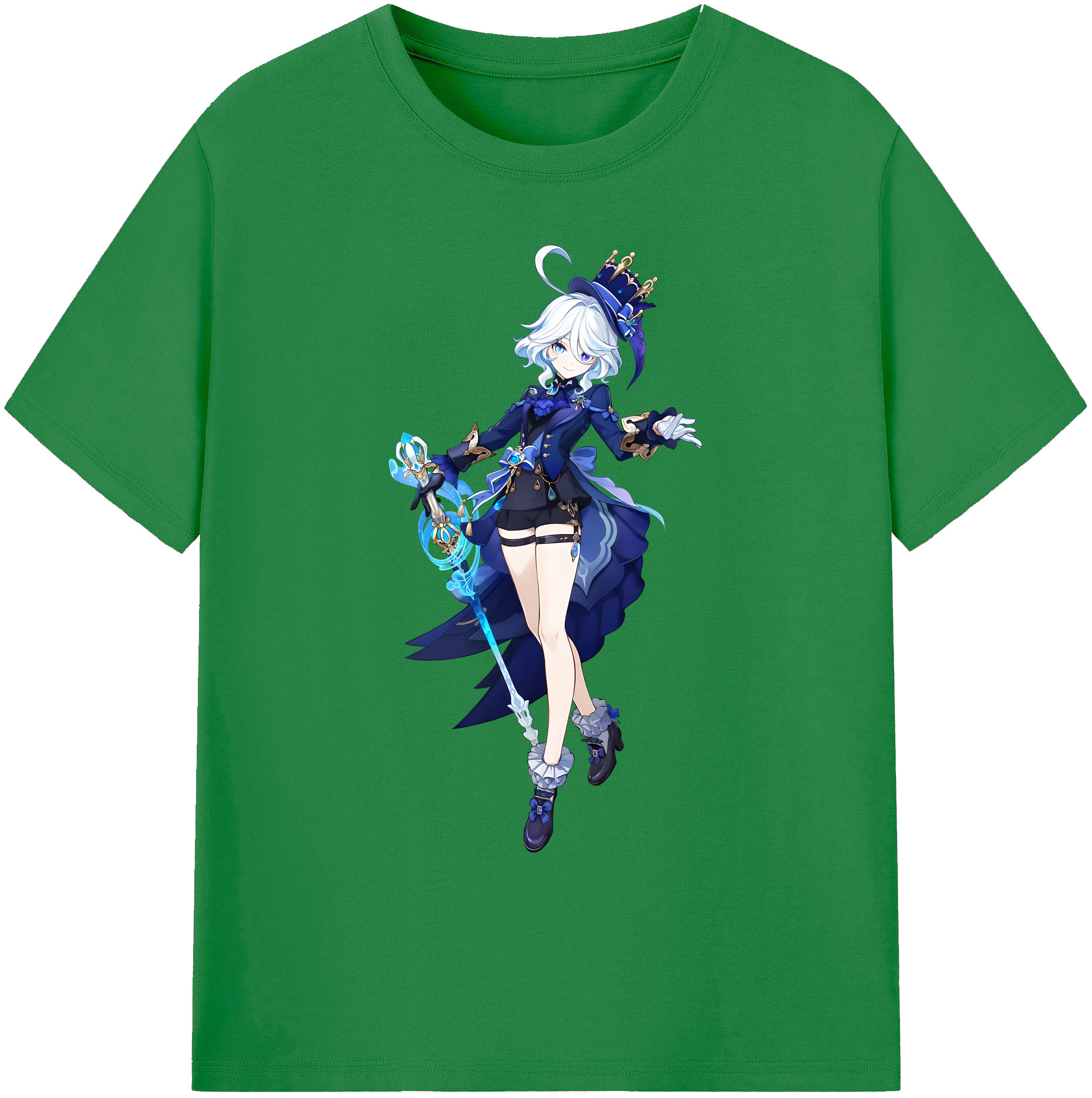 げんし神 フリーナ genshin Furina 綿100％ メンズ半袖Tシャツ｜肌触りやわらか＆通気性