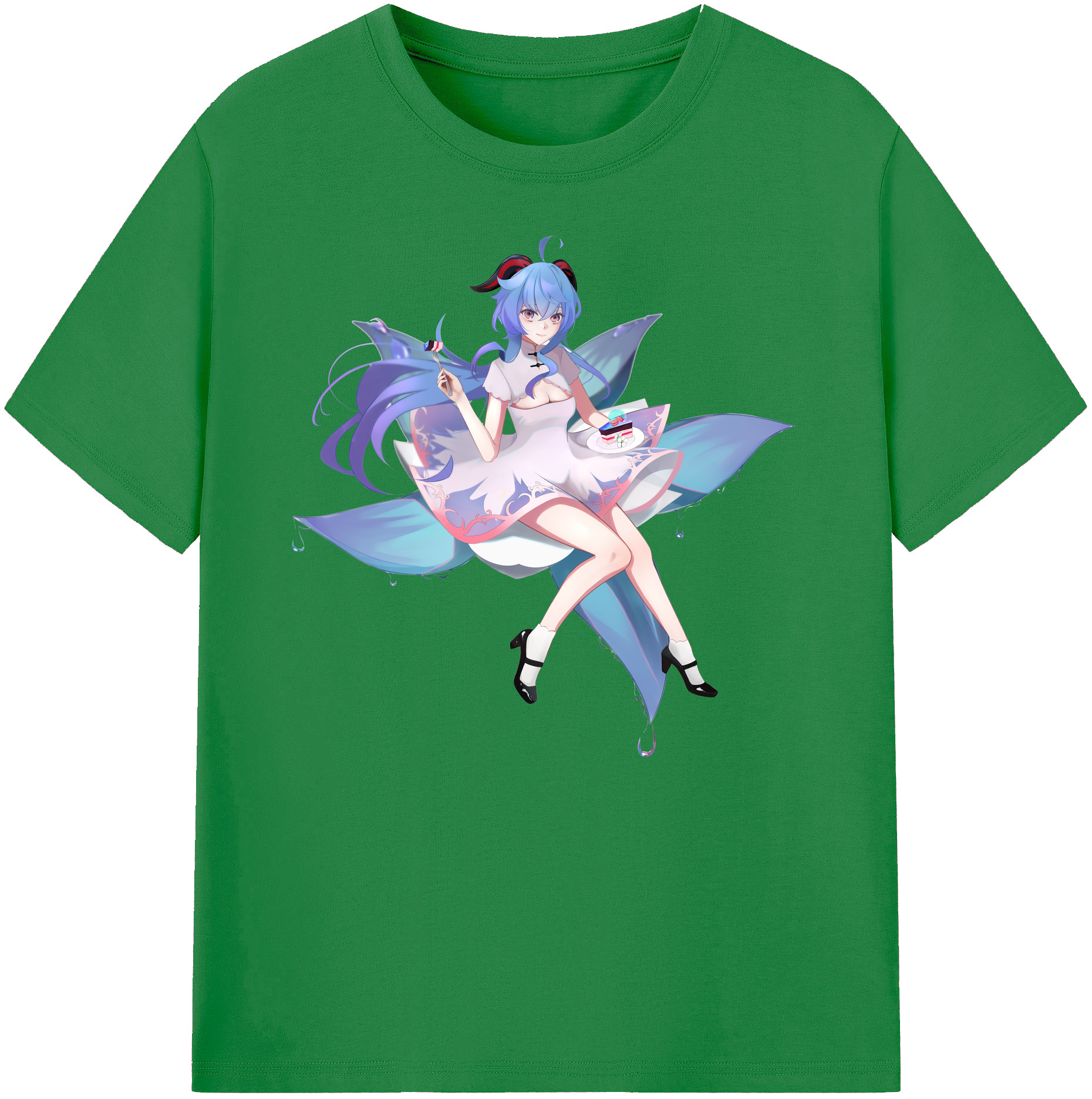 げんし神 甘雨 かんう genshin Ganyu 綿100％ メンズ半袖Tシャツ｜肌触りやわらか＆通気性