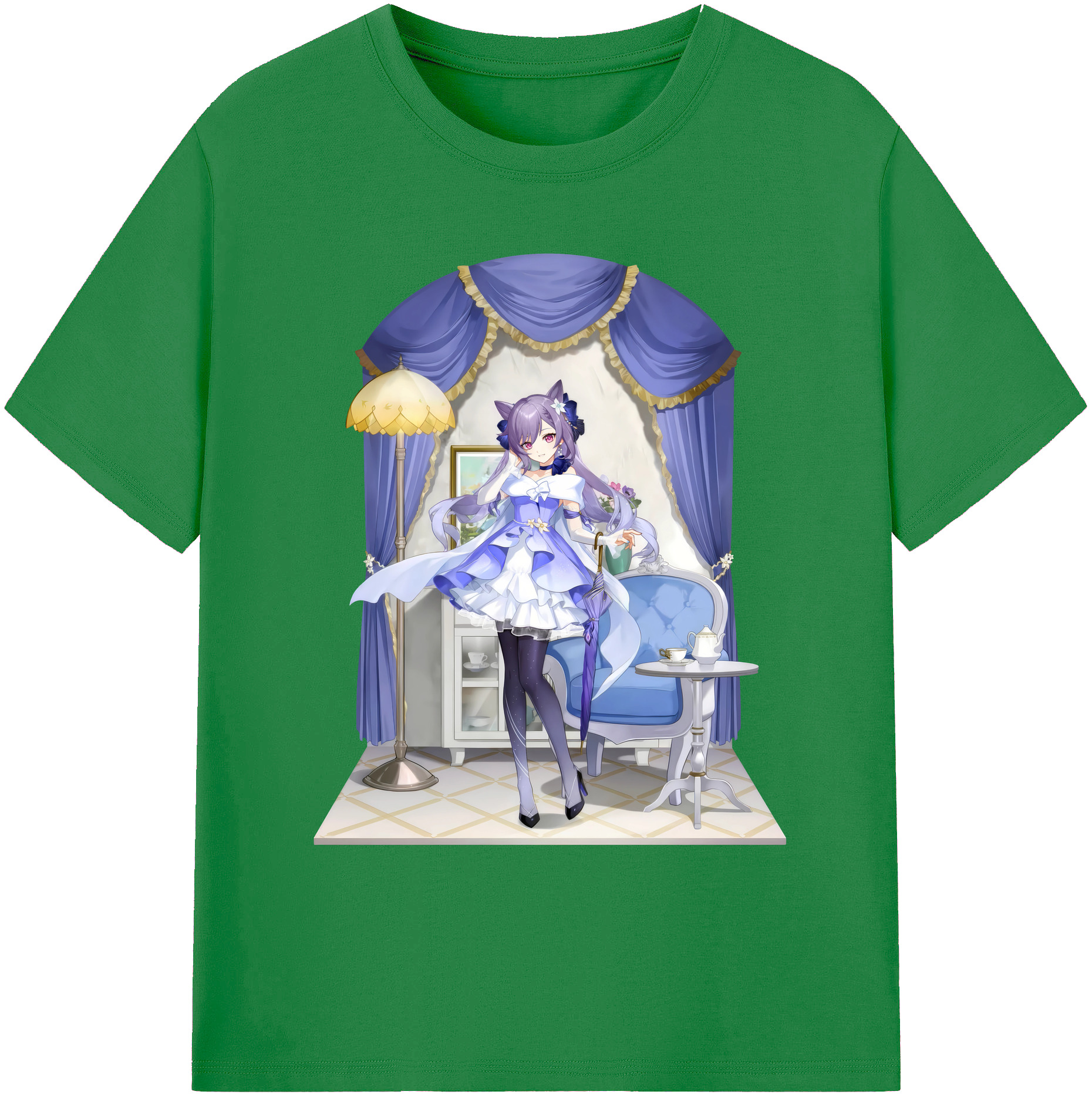 げんし神 刻晴 こくせい genshin Kokusei 綿100％ メンズ半袖Tシャツ｜肌触りやわらか＆通気性