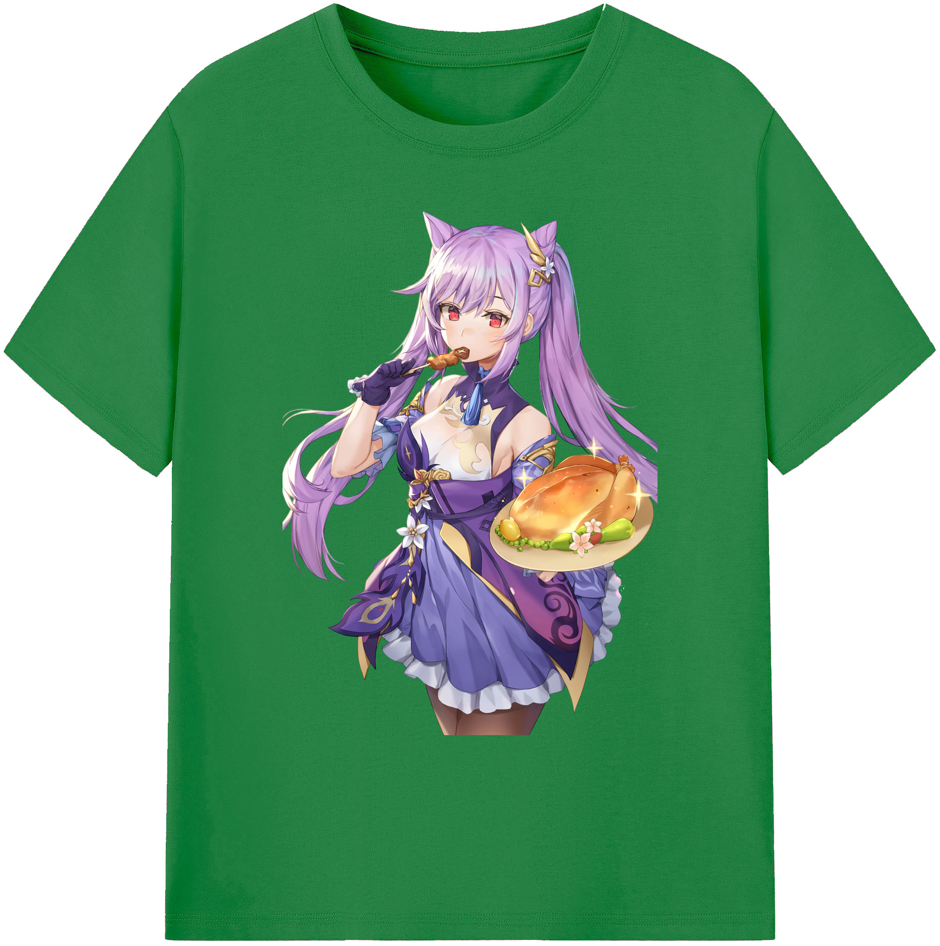 げんし神 刻晴 こくせい genshin Kokusei 綿100％ メンズ半袖Tシャツ｜肌触りやわらか＆通気性