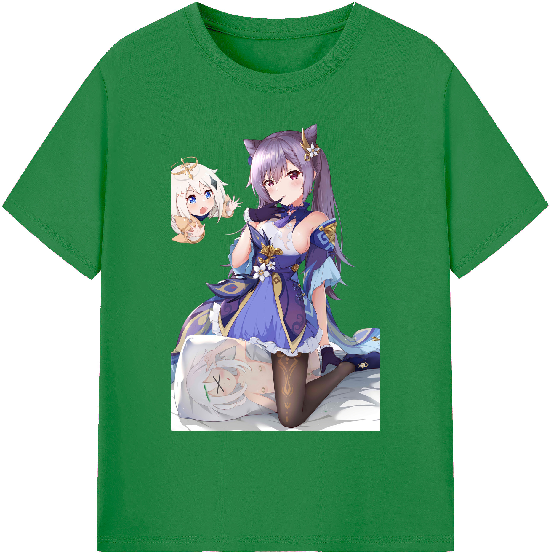 げんし神 刻晴 こくせい genshin Kokusei 綿100％ メンズ半袖Tシャツ｜肌触りやわらか＆通気性