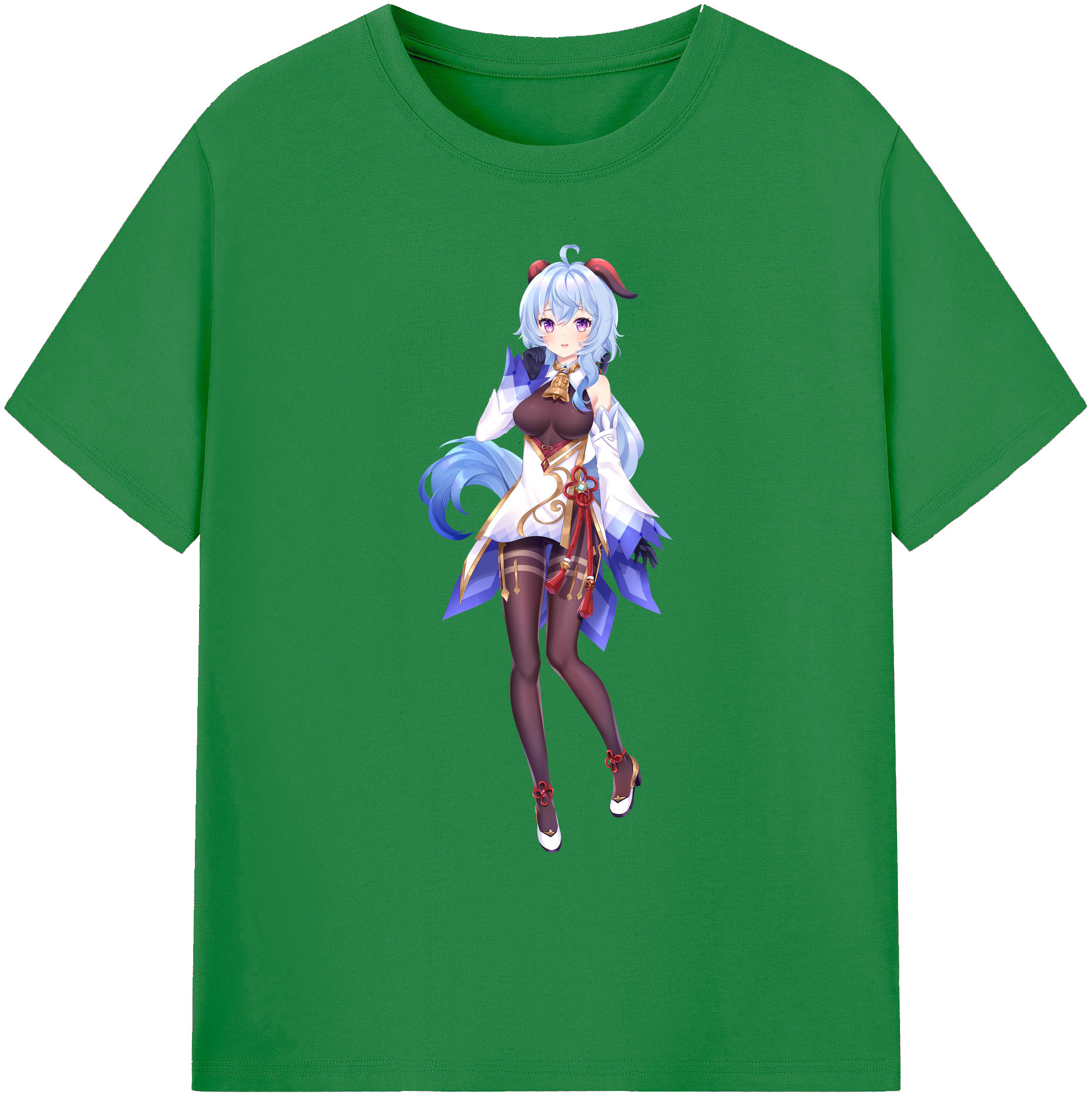 げんし神 甘雨 かんう genshin Ganyu 綿100％ メンズ半袖Tシャツ｜肌触りやわらか＆通気性