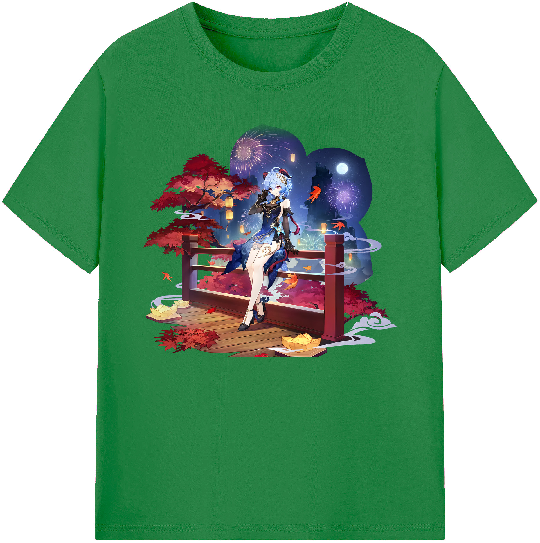 げんし神 甘雨 かんう genshin Ganyu 綿100％ メンズ半袖Tシャツ｜肌触りやわらか＆通気性