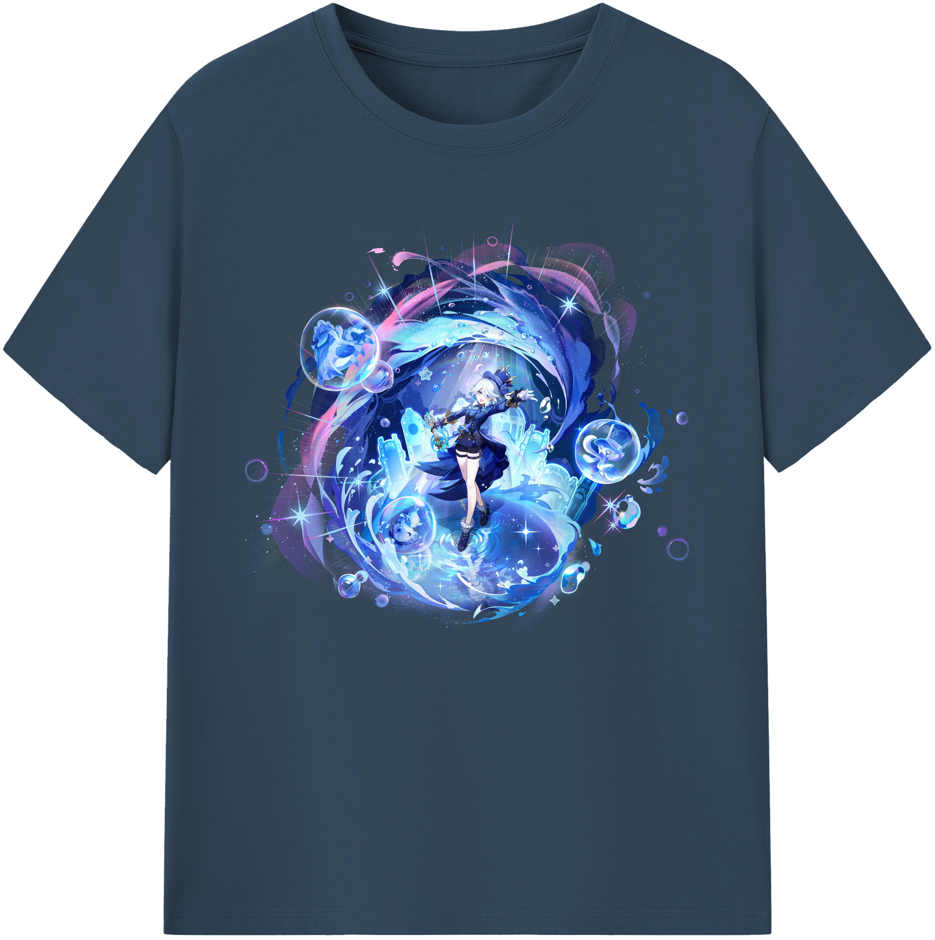 げんし神 フリーナ genshin Furina 綿100％ メンズ半袖Tシャツ｜肌触りやわらか＆通気性