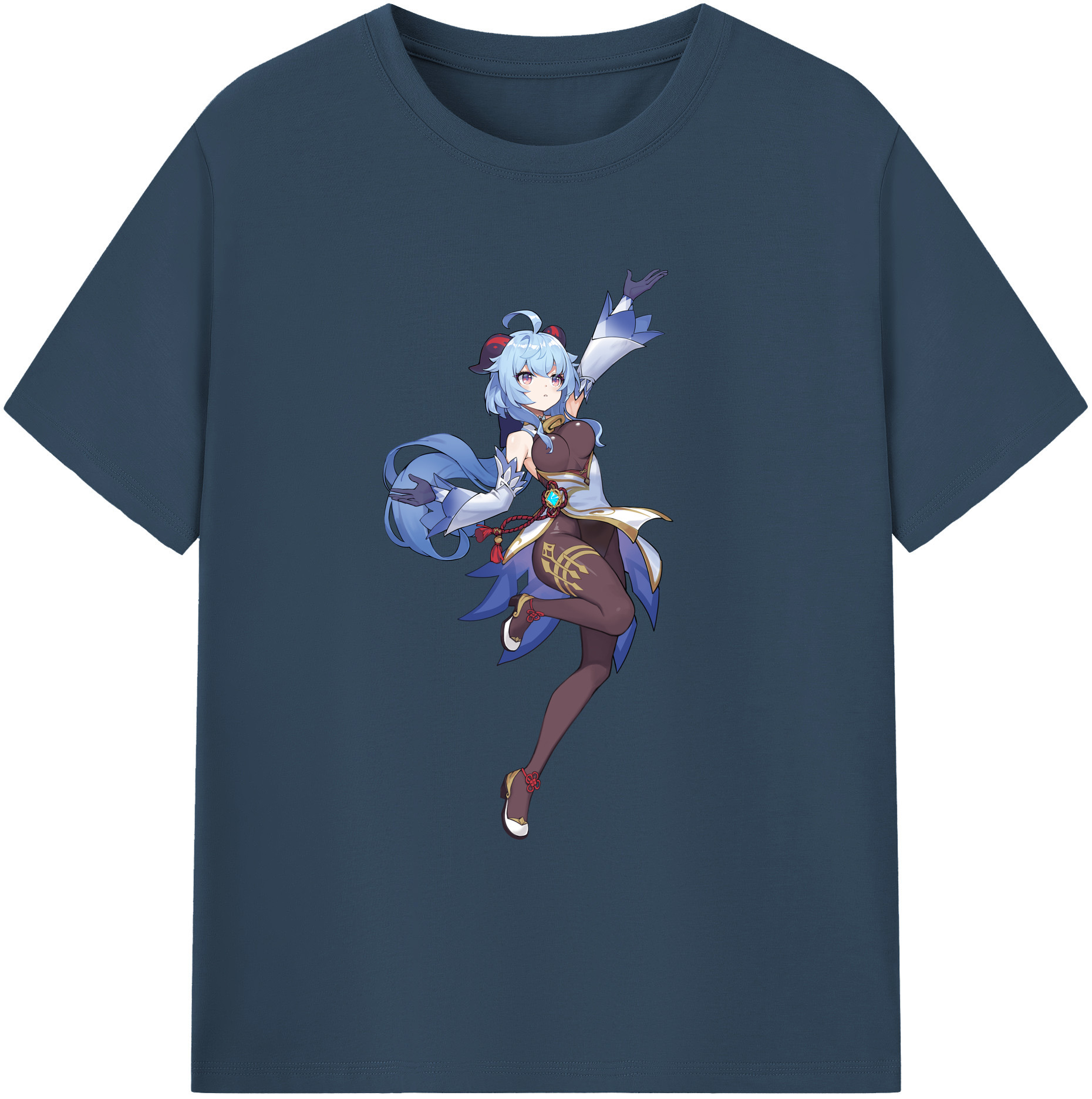 げんし神 甘雨 かんう genshin Ganyu 綿100％ メンズ半袖Tシャツ｜肌触りやわらか＆通気性