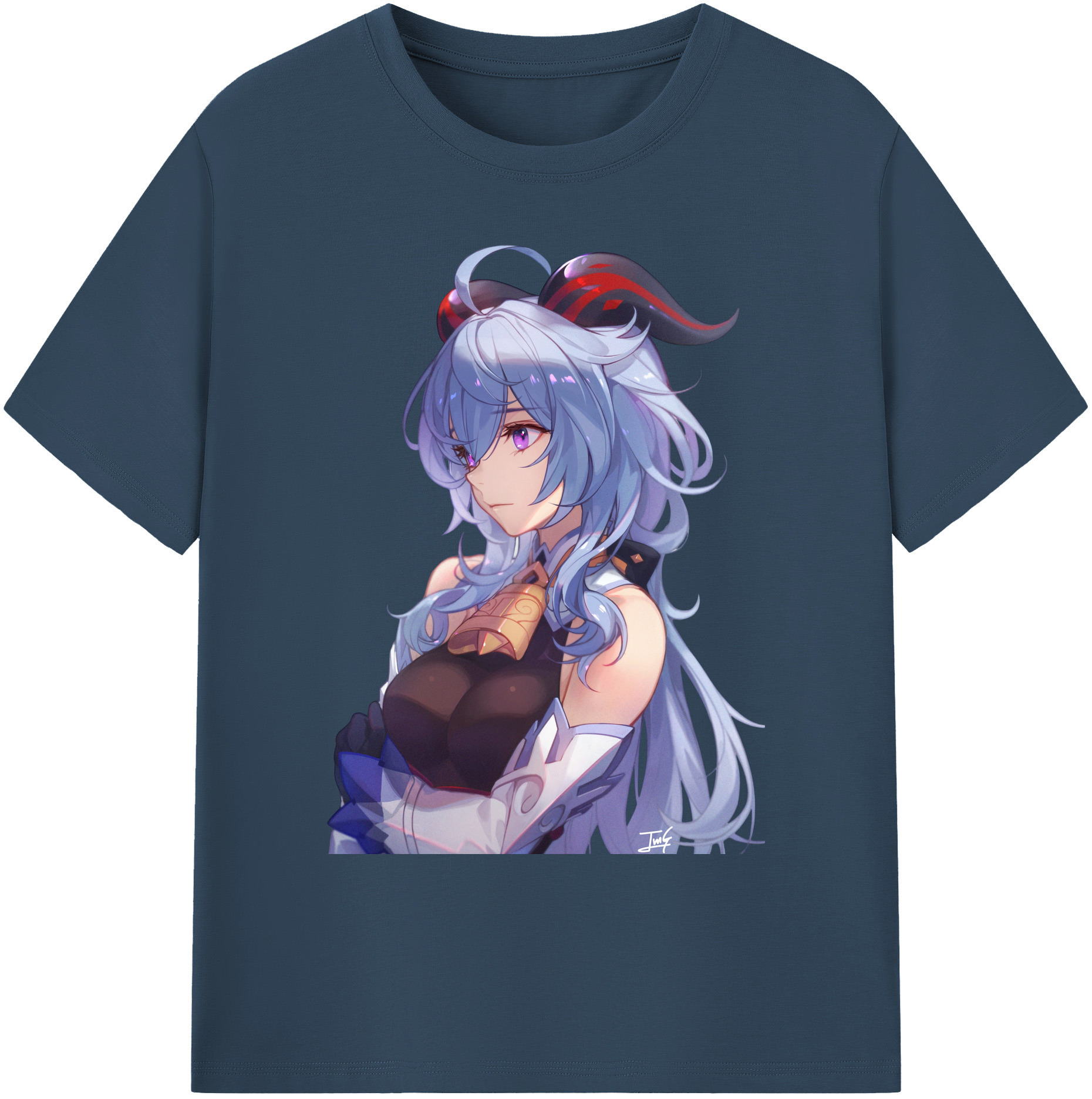 げんし神 甘雨 かんう genshin Ganyu 綿100％ メンズ半袖Tシャツ｜肌触りやわらか＆通気性