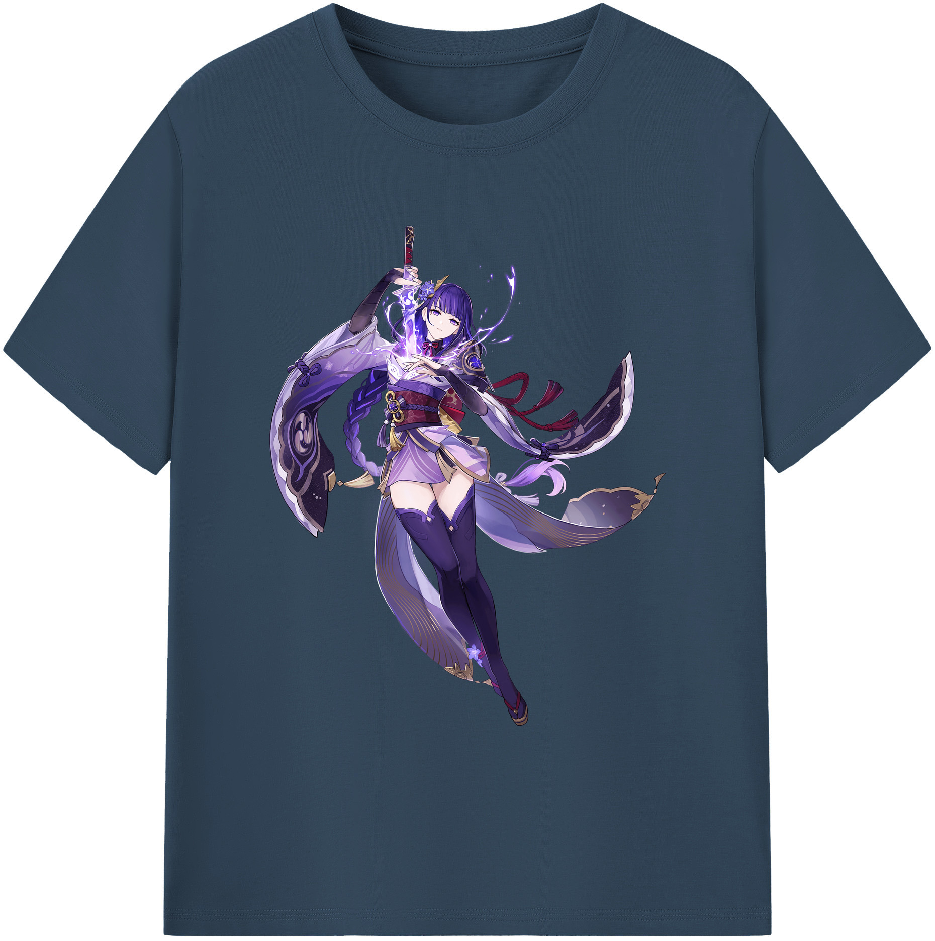 げんし神 雷電将軍 らいでんしょうぐん genshin Raiden Shogun 綿100％ メンズ半袖Tシャツ｜肌触りやわらか＆通気性