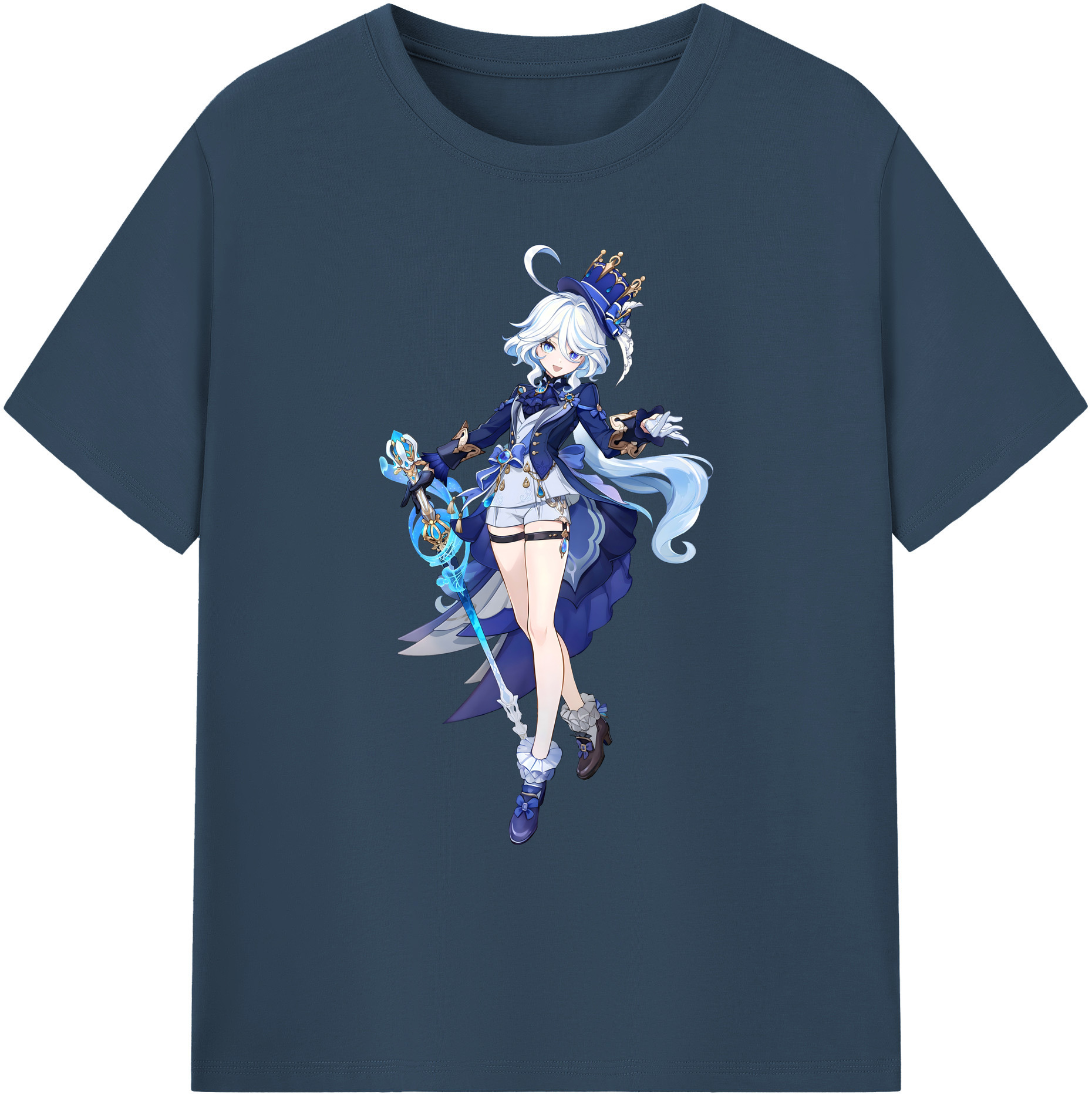 げんし神 フリーナ genshin Furina 綿100％ メンズ半袖Tシャツ｜肌触りやわらか＆通気性
