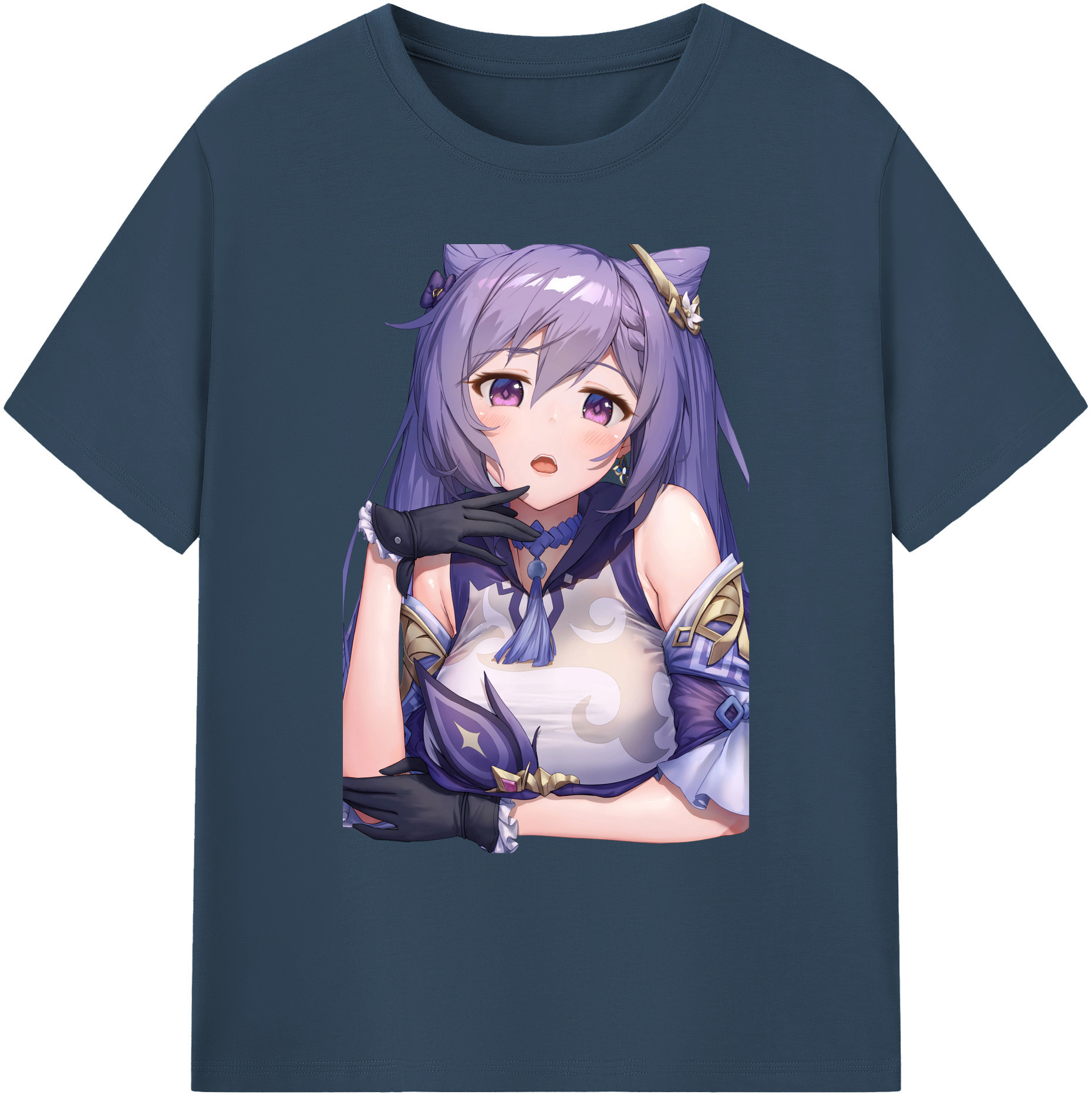 げんし神 刻晴 こくせい genshin Kokusei 綿100％ メンズ半袖Tシャツ｜肌触りやわらか＆通気性