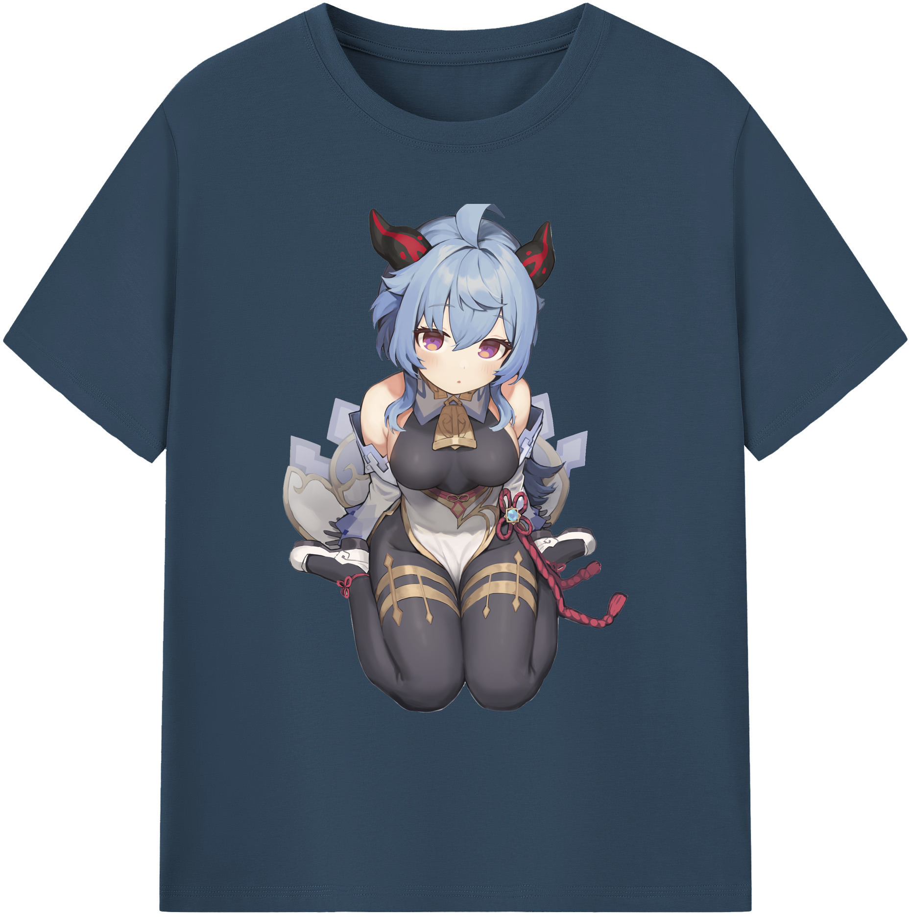 げんし神 甘雨 かんう genshin Ganyu 綿100％ メンズ半袖Tシャツ｜肌触りやわらか＆通気性