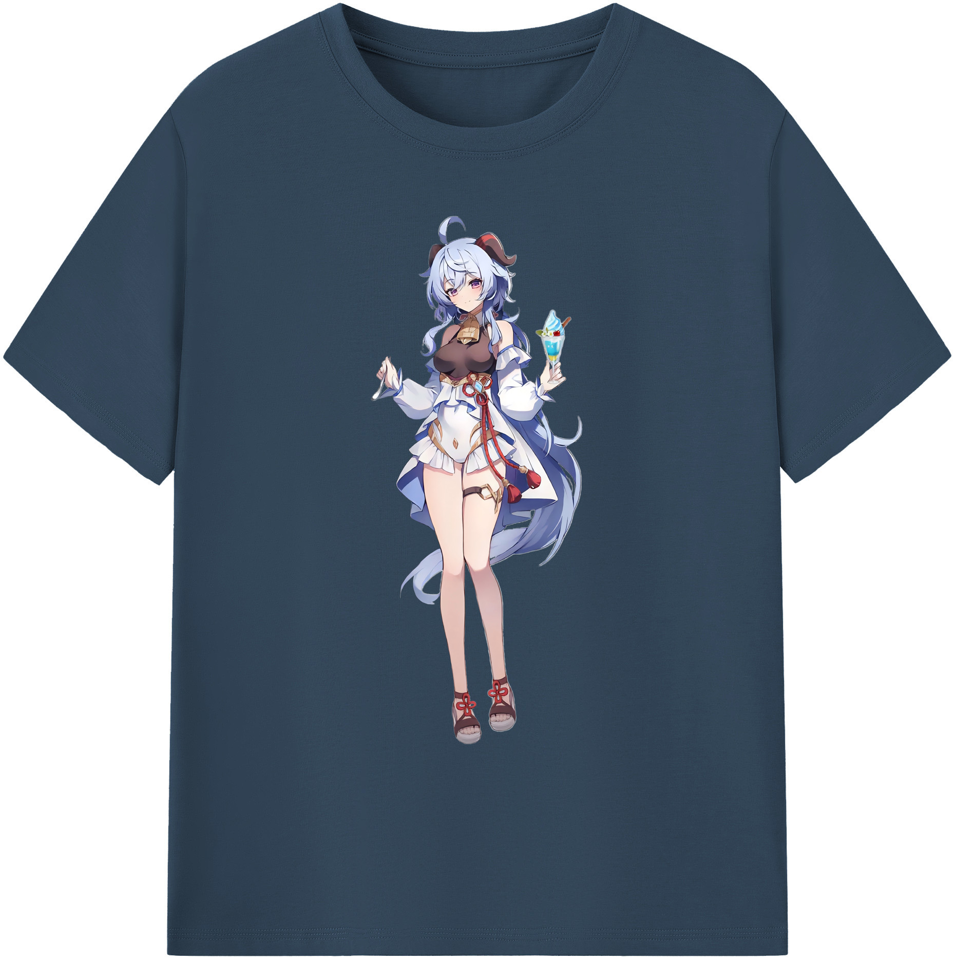 げんし神 甘雨 かんう genshin Ganyu 綿100％ メンズ半袖Tシャツ｜肌触りやわらか＆通気性