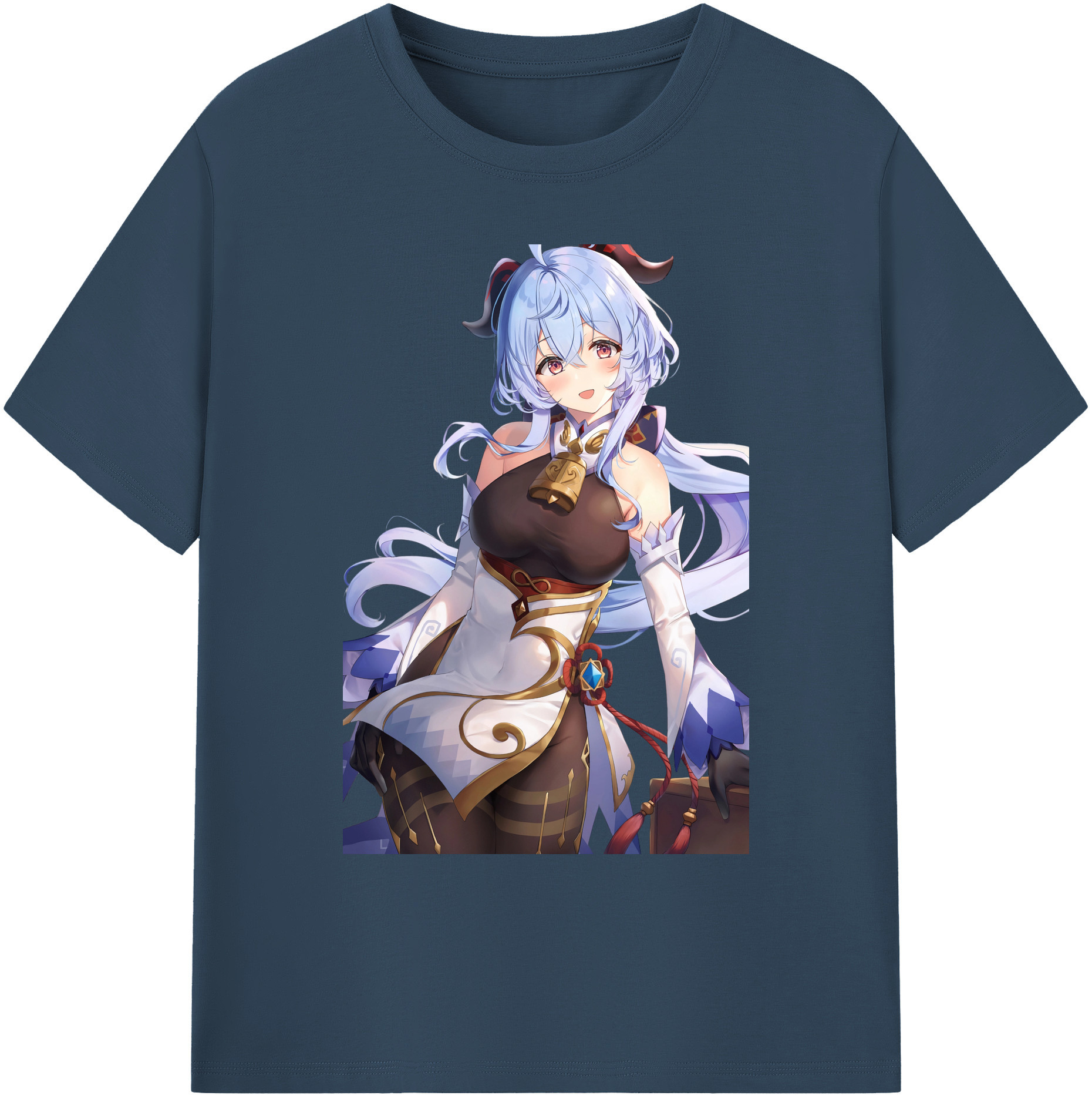 げんし神 甘雨 かんう genshin Ganyu 綿100％ メンズ半袖Tシャツ｜肌触りやわらか＆通気性