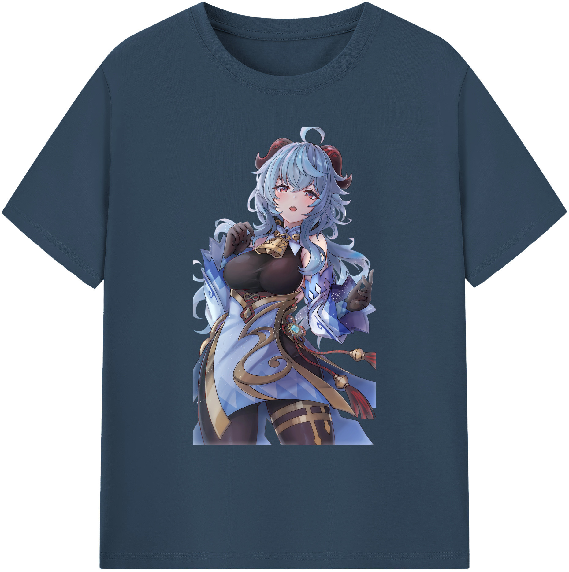 げんし神 甘雨 かんう genshin Ganyu 綿100％ メンズ半袖Tシャツ｜肌触りやわらか＆通気性