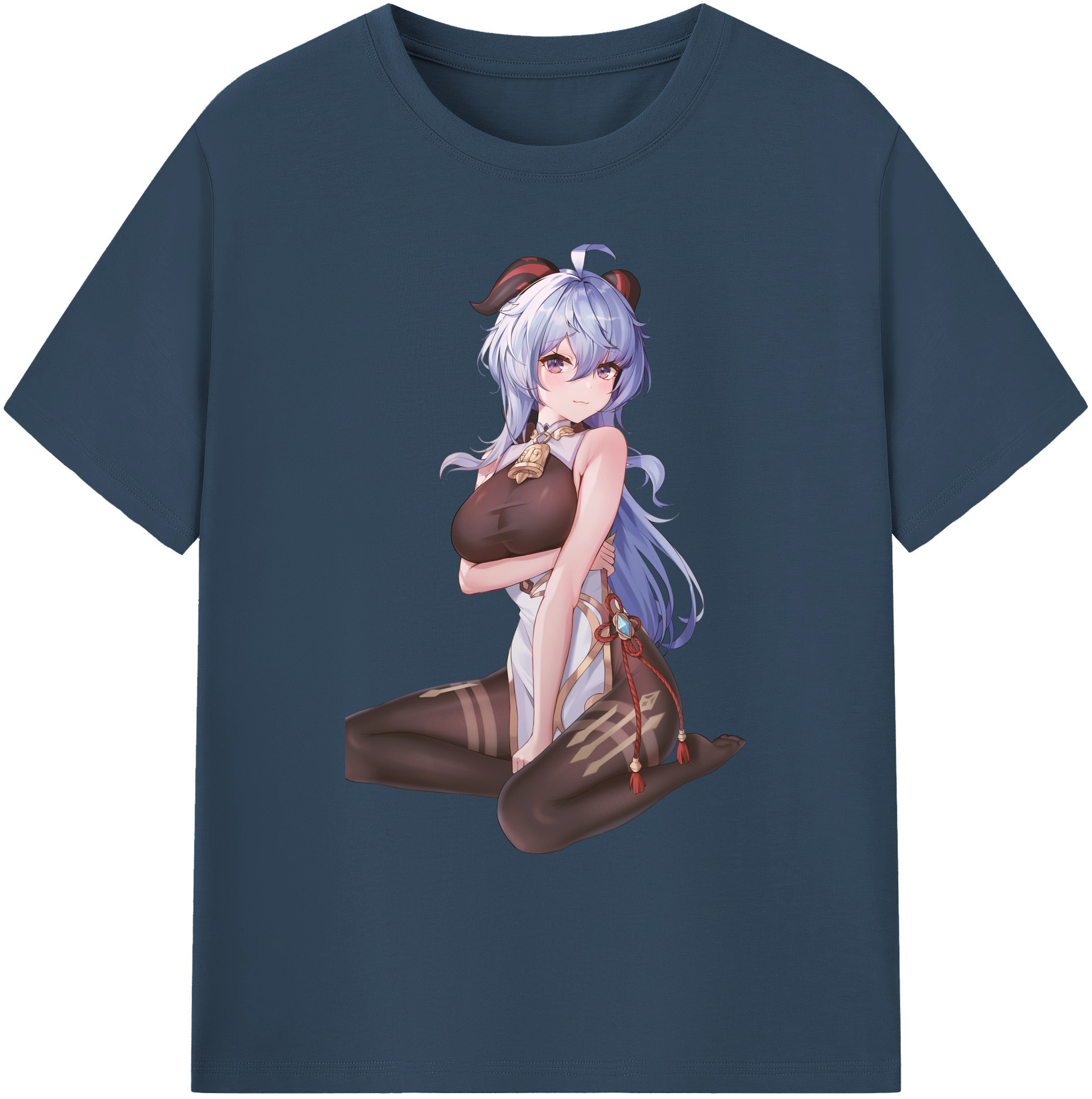 げんし神 甘雨 かんう genshin Ganyu 綿100％ メンズ半袖Tシャツ｜肌触りやわらか＆通気性