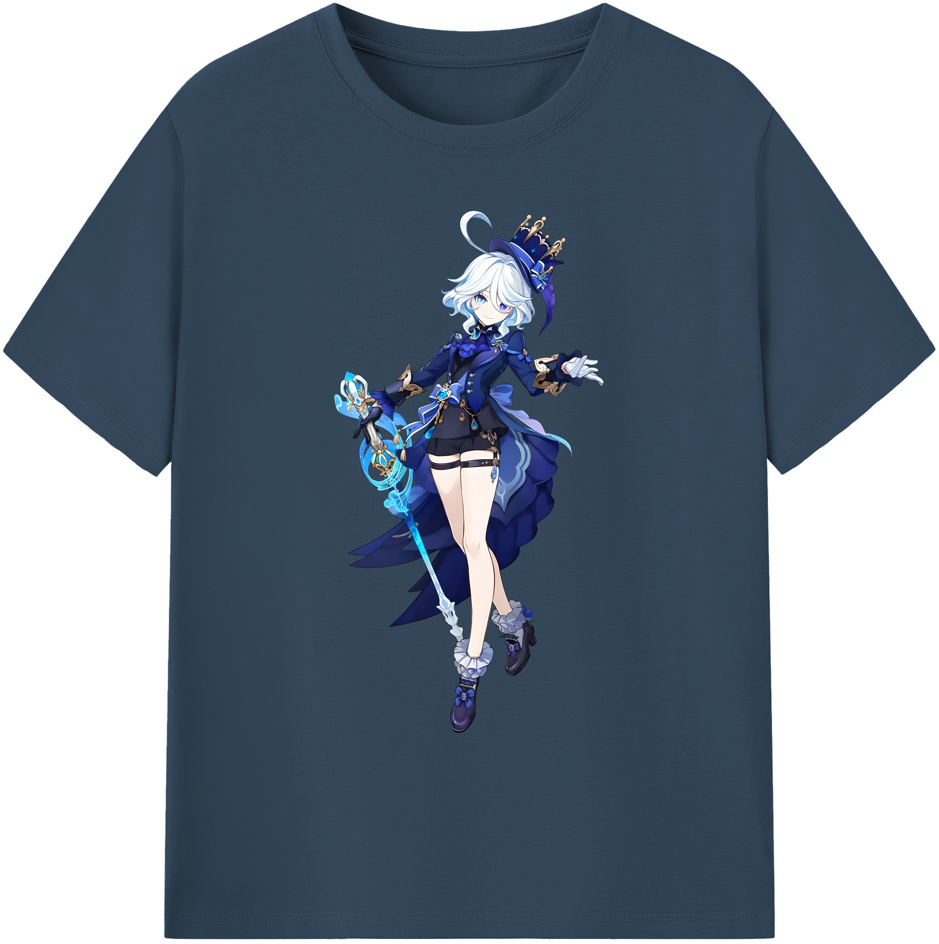 げんし神 フリーナ genshin Furina 綿100％ メンズ半袖Tシャツ｜肌触りやわらか＆通気性