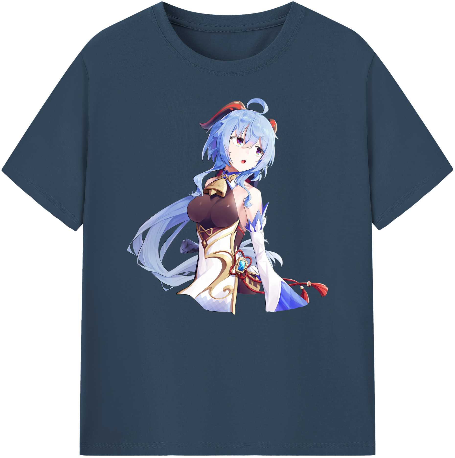 げんし神 甘雨 かんう genshin Ganyu 綿100％ メンズ半袖Tシャツ｜肌触りやわらか＆通気性