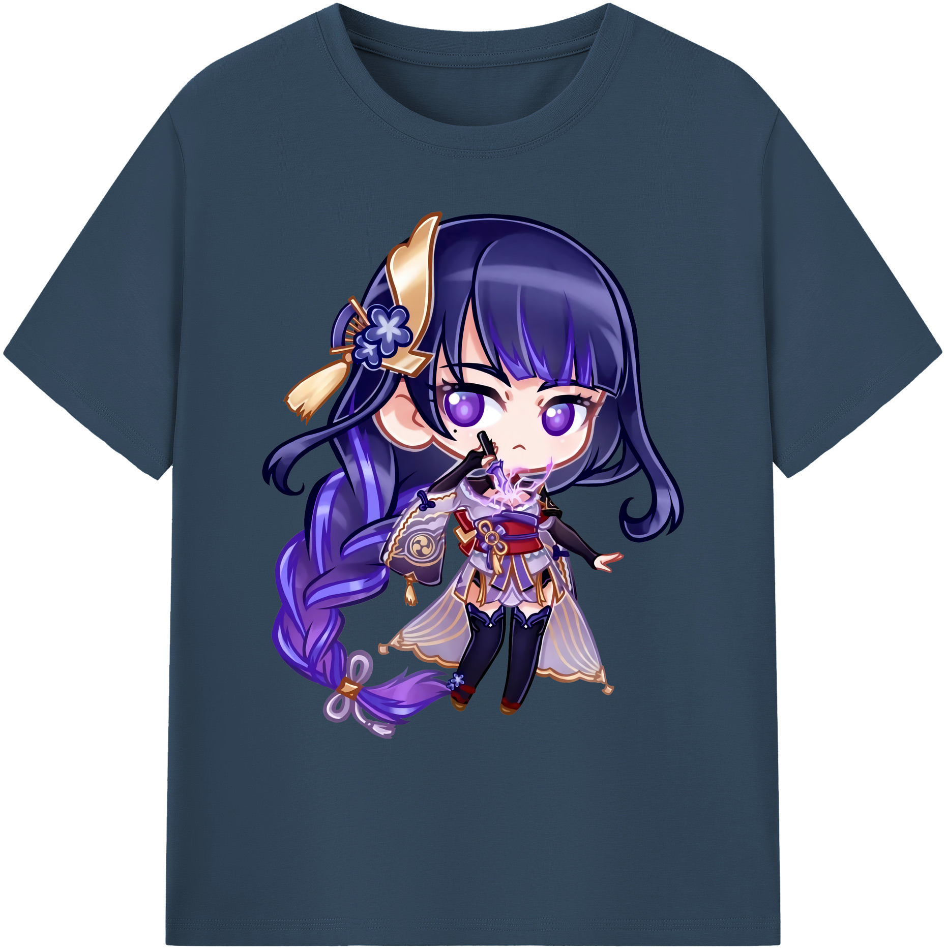げんし神 雷電将軍 らいでんしょうぐん genshin Raiden Shogun 綿100％ メンズ半袖Tシャツ｜肌触りやわらか＆通気性