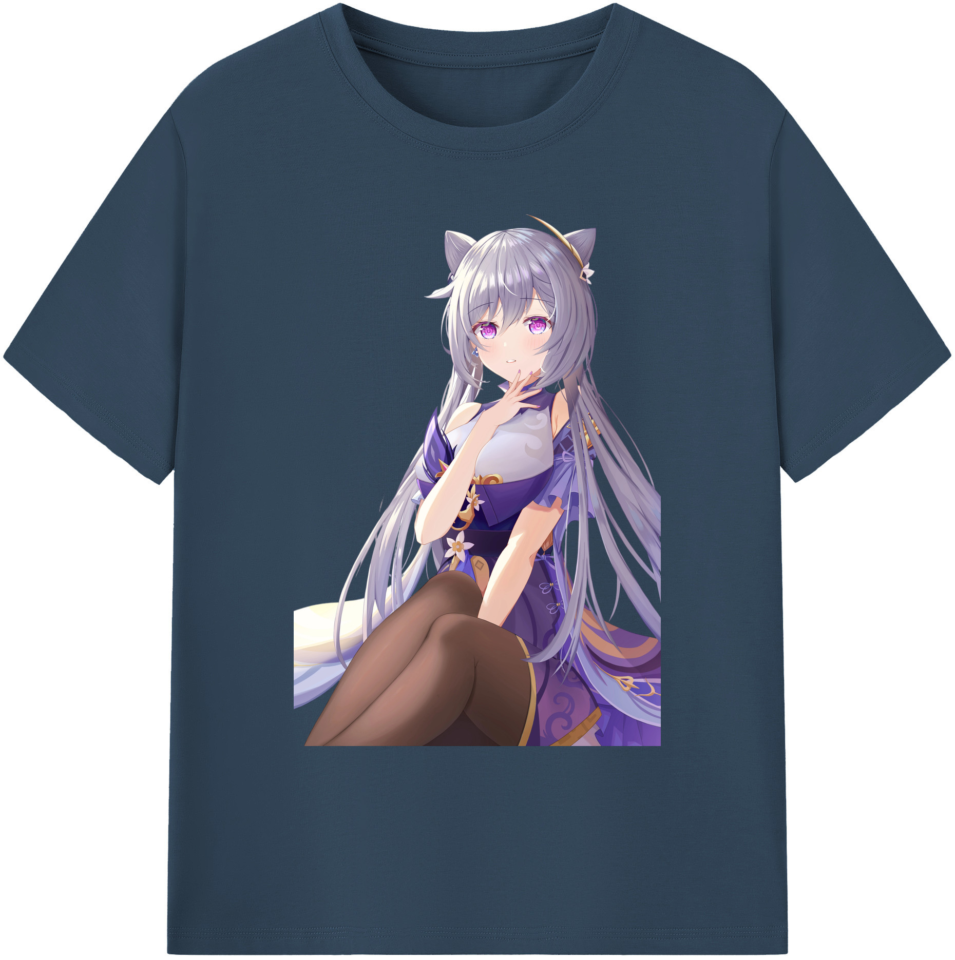 げんし神 刻晴 こくせい genshin Kokusei 綿100％ メンズ半袖Tシャツ｜肌触りやわらか＆通気性