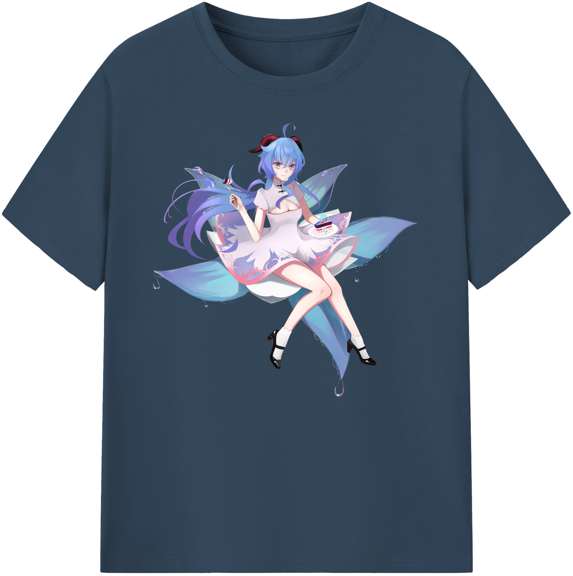 げんし神 甘雨 かんう genshin Ganyu 綿100％ メンズ半袖Tシャツ｜肌触りやわらか＆通気性
