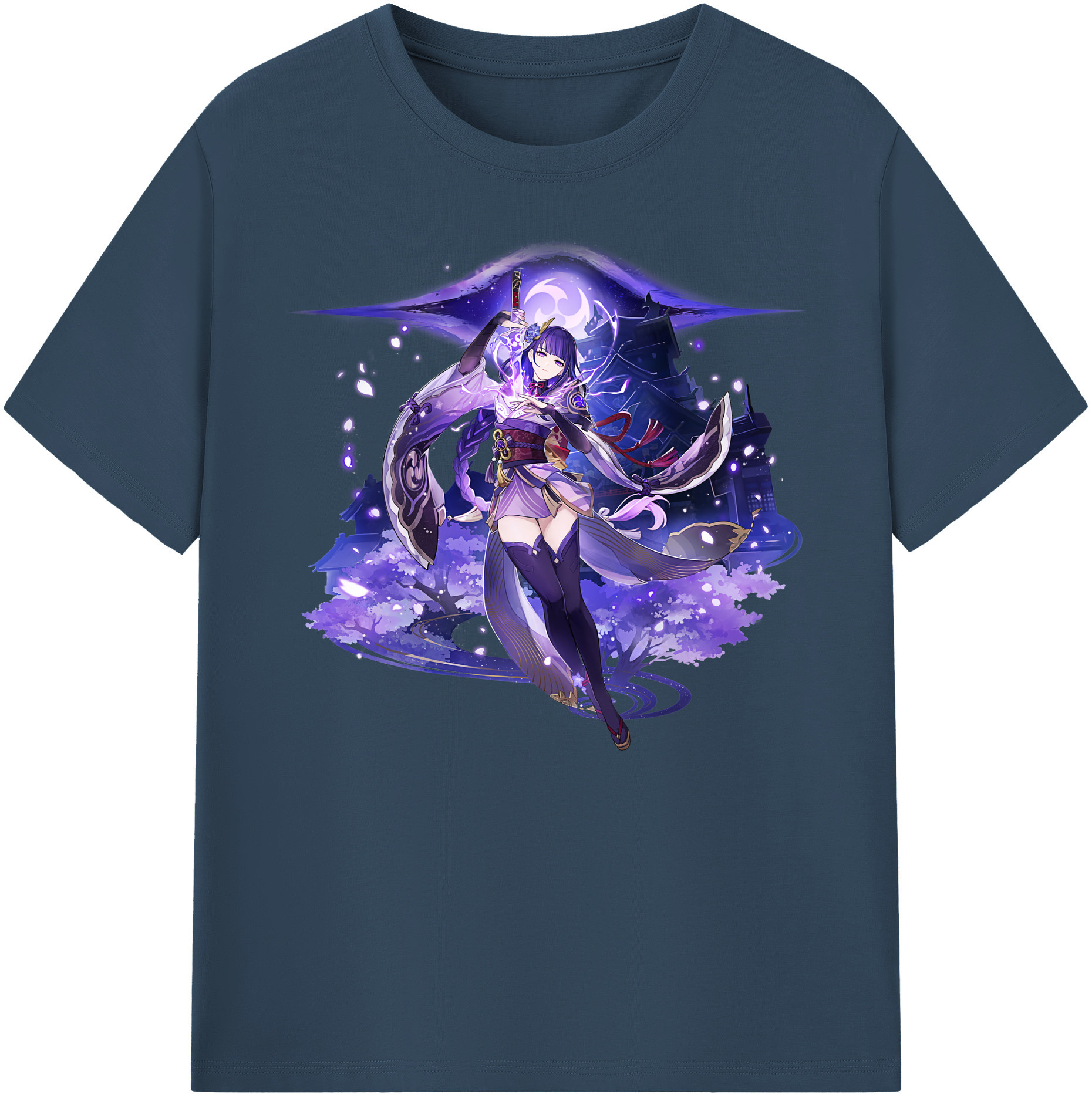 げんし神 雷電将軍 らいでんしょうぐん genshin Raiden Shogun 綿100％ メンズ半袖Tシャツ｜肌触りやわらか＆通気性