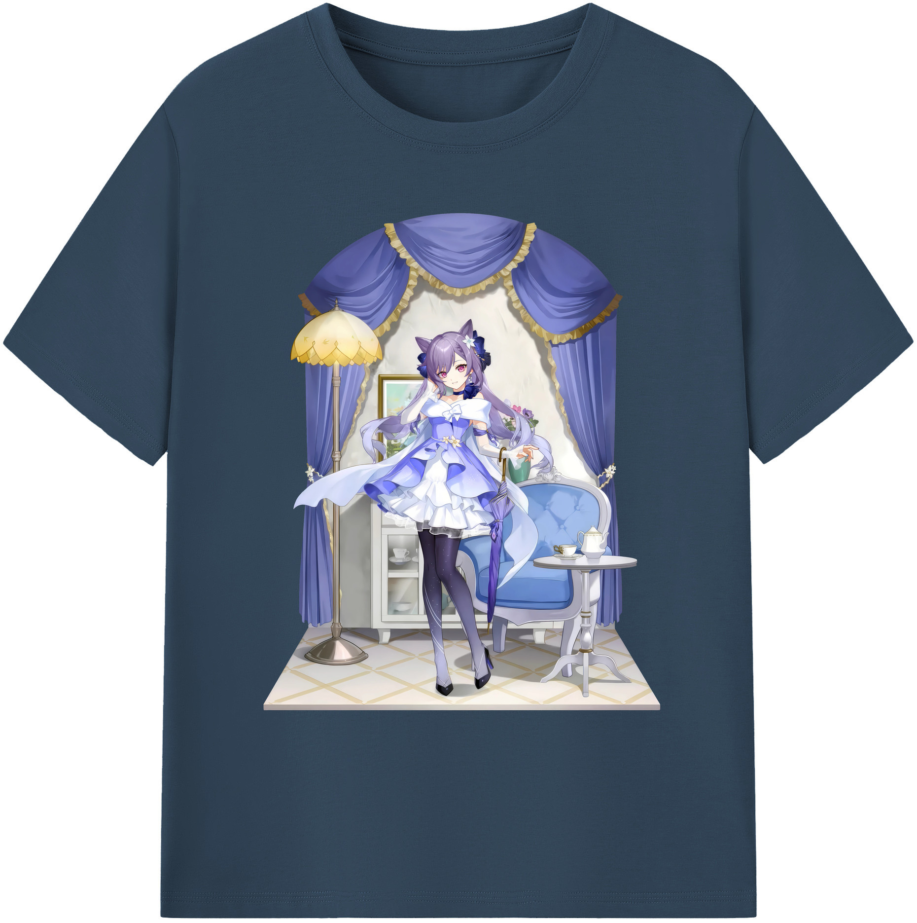 げんし神 刻晴 こくせい genshin Kokusei 綿100％ メンズ半袖Tシャツ｜肌触りやわらか＆通気性