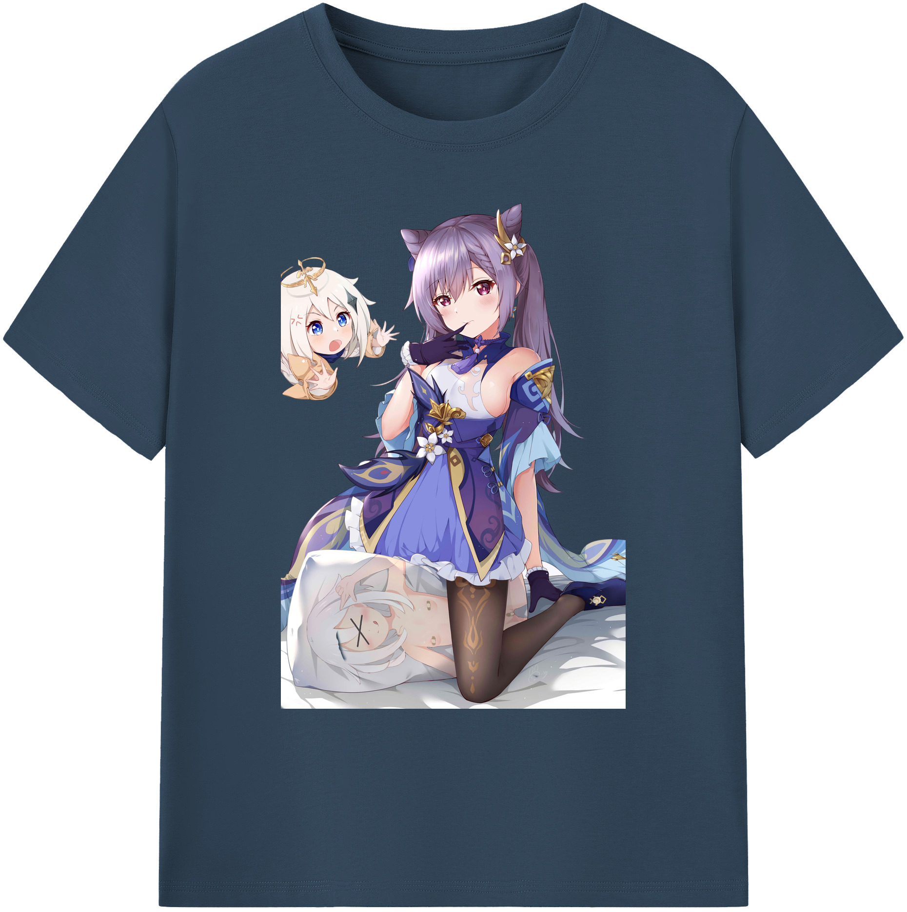げんし神 刻晴 こくせい genshin Kokusei 綿100％ メンズ半袖Tシャツ｜肌触りやわらか＆通気性