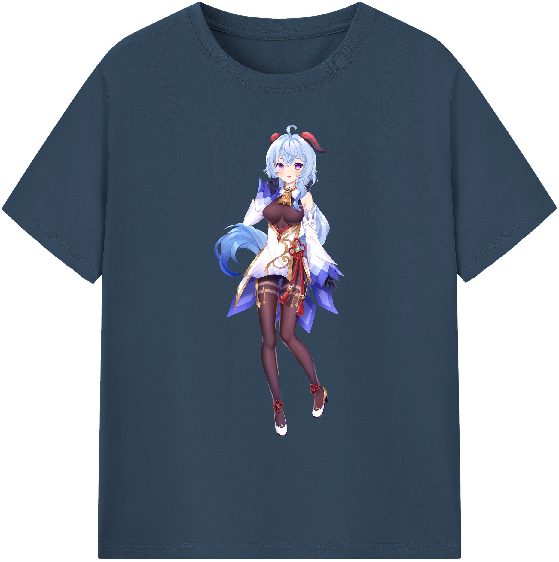 げんし神 甘雨 かんう genshin Ganyu 綿100％ メンズ半袖Tシャツ｜肌触りやわらか＆通気性