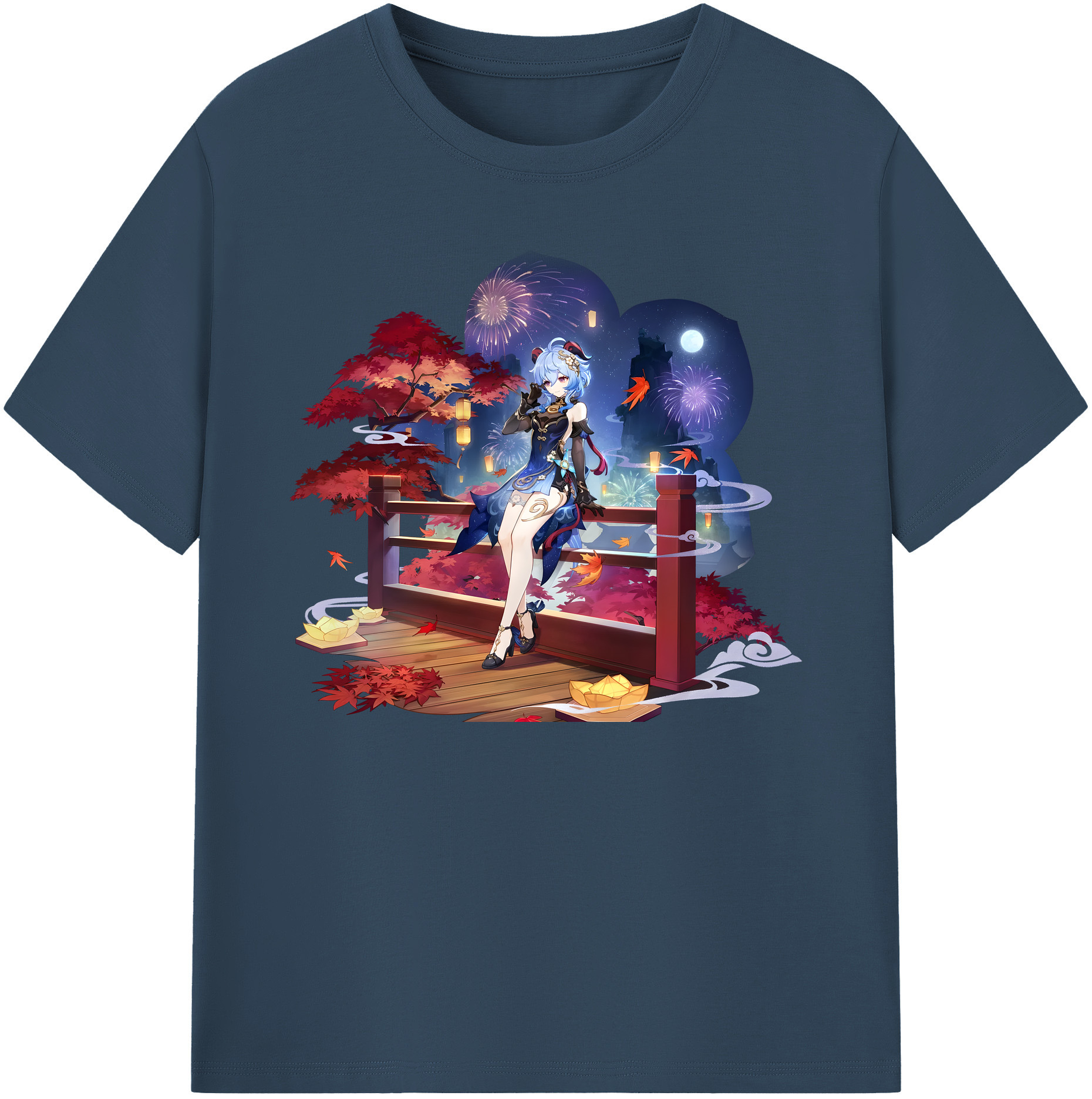 げんし神 甘雨 かんう genshin Ganyu 綿100％ メンズ半袖Tシャツ｜肌触りやわらか＆通気性