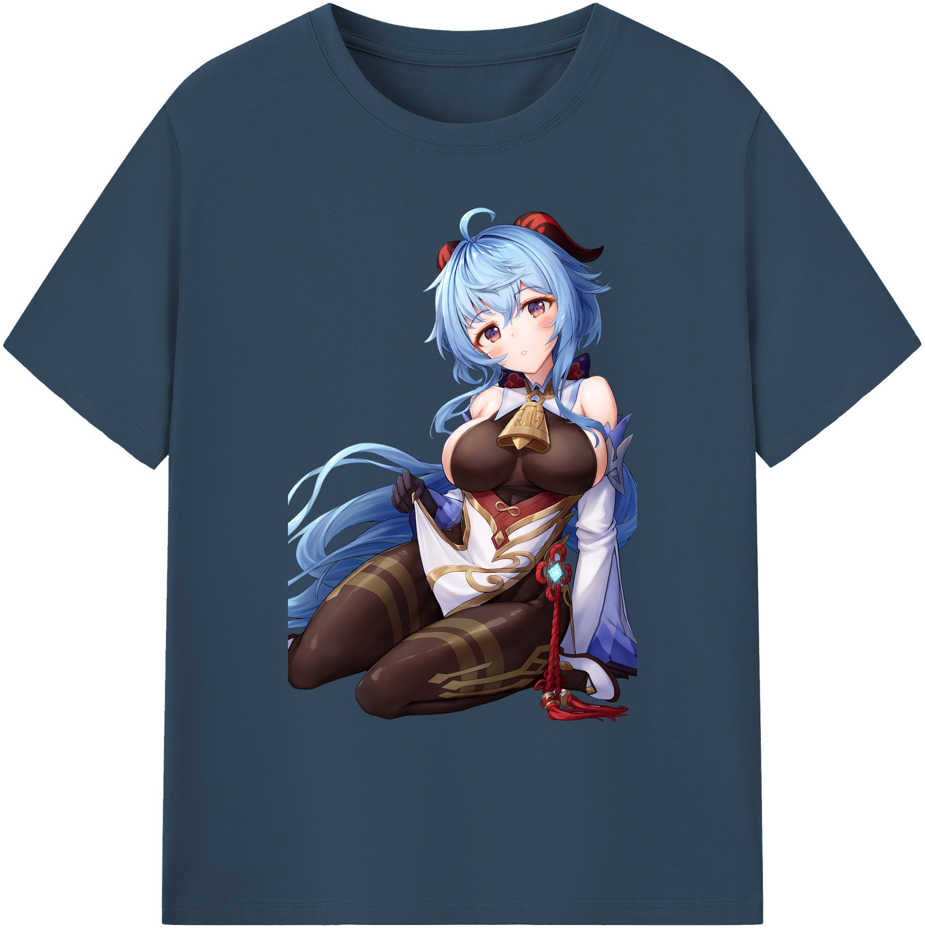 げんし神 甘雨 かんう genshin Ganyu 綿100％ メンズ半袖Tシャツ｜肌触りやわらか＆通気性