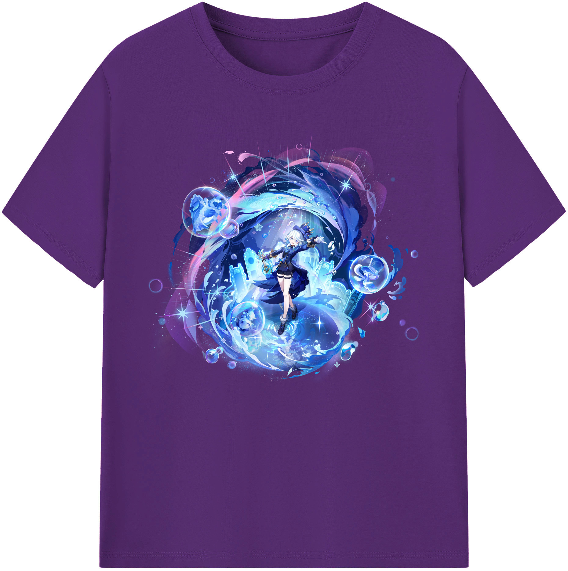 げんし神 フリーナ genshin Furina 綿100％ メンズ半袖Tシャツ｜肌触りやわらか＆通気性