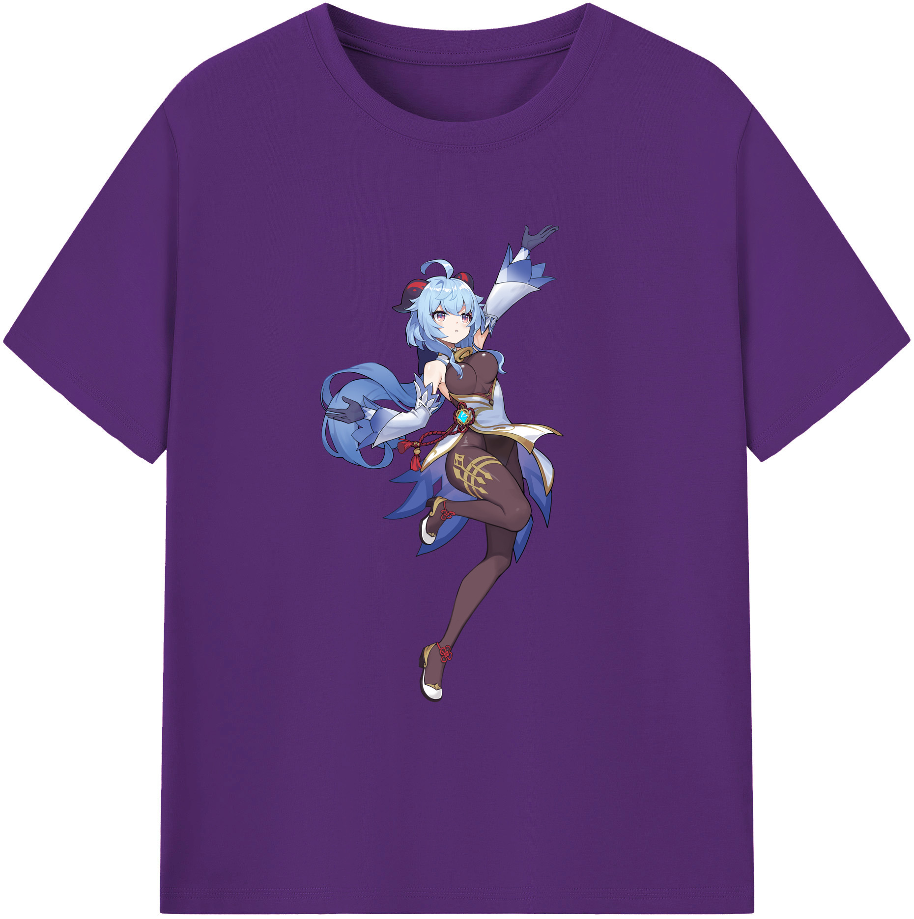 げんし神 甘雨 かんう genshin Ganyu 綿100％ メンズ半袖Tシャツ｜肌触りやわらか＆通気性