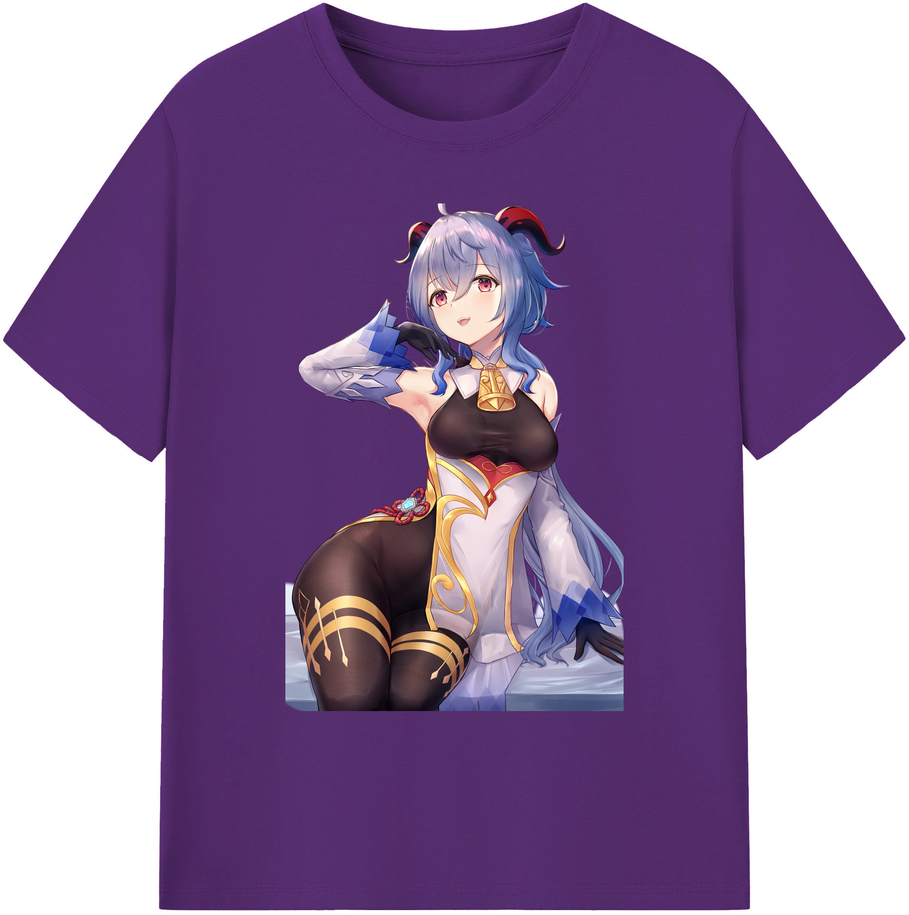げんし神 甘雨 かんう genshin Ganyu 綿100％ メンズ半袖Tシャツ｜肌触りやわらか＆通気性