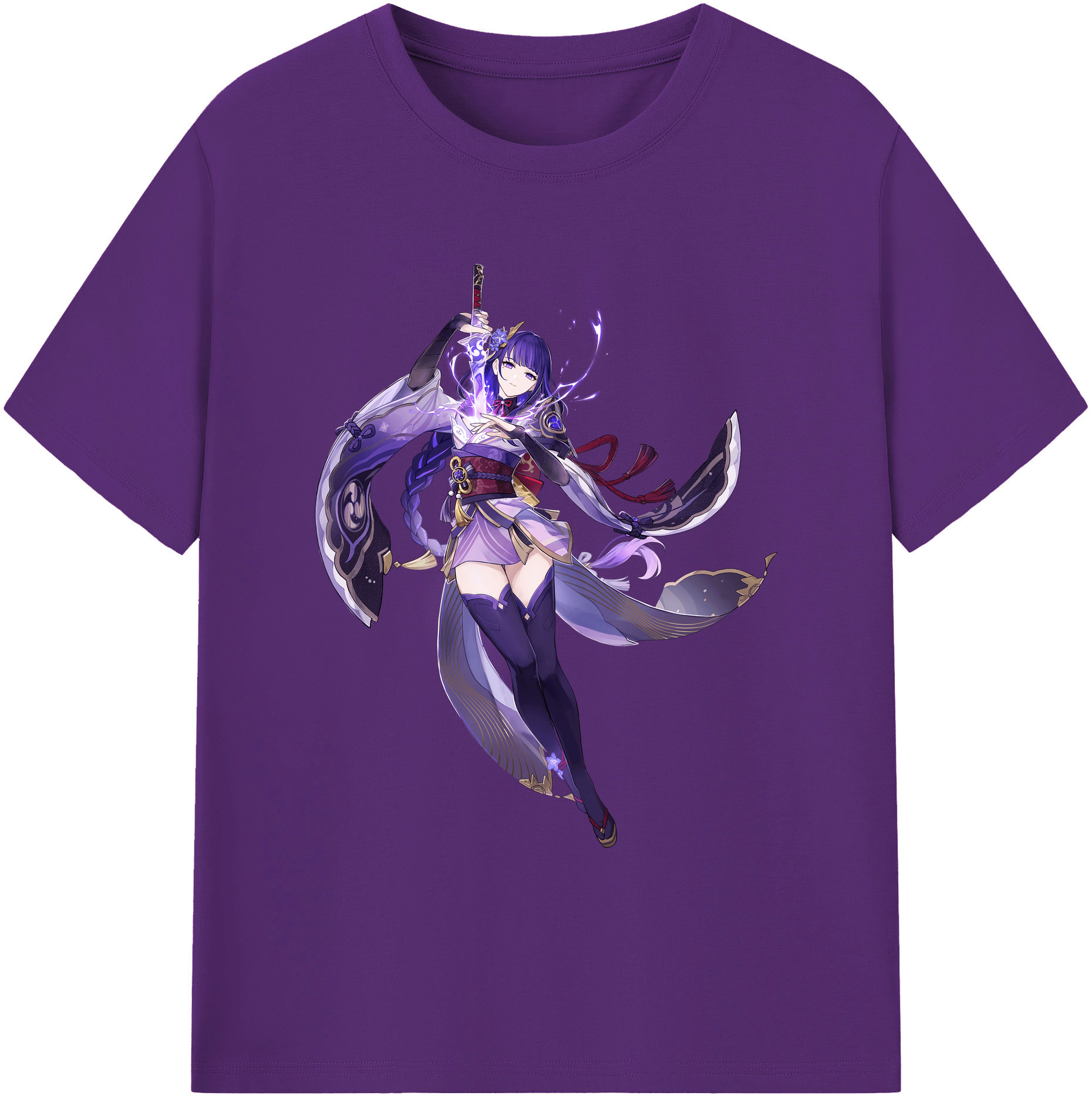 げんし神 雷電将軍 らいでんしょうぐん genshin Raiden Shogun 綿100％ メンズ半袖Tシャツ｜肌触りやわらか＆通気性